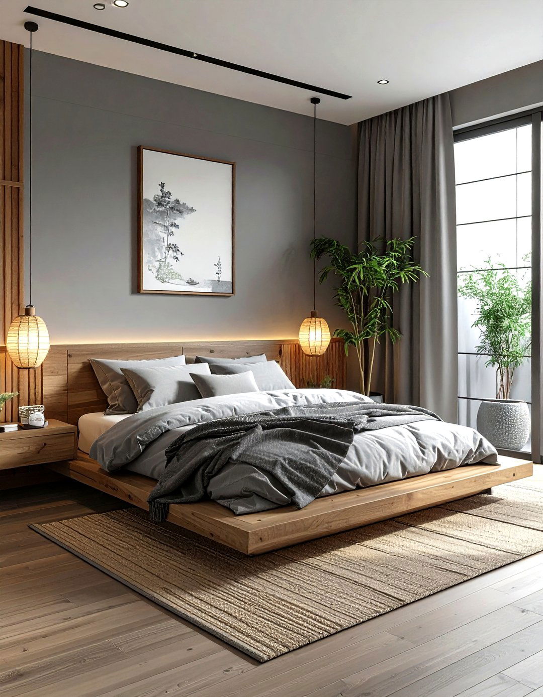 Japandi Gray Bedroom - 30 minimalist gray bedroom ideas