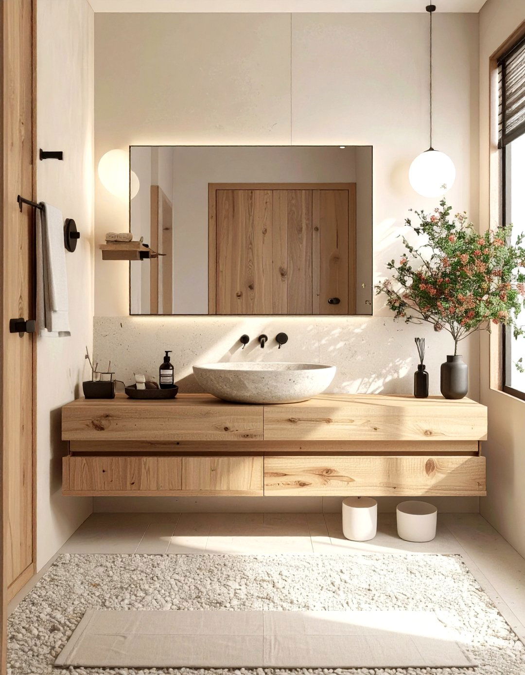 Japandi Neutral Bathroom - 30 neutral bathroom ideas