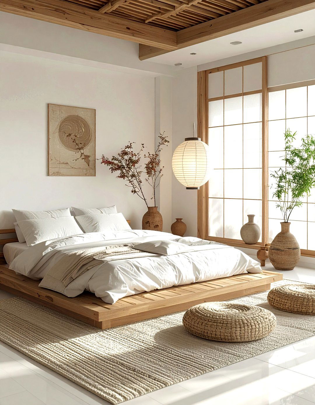 Japandi White Bedroom - 30 minimalist white bedroom ideas