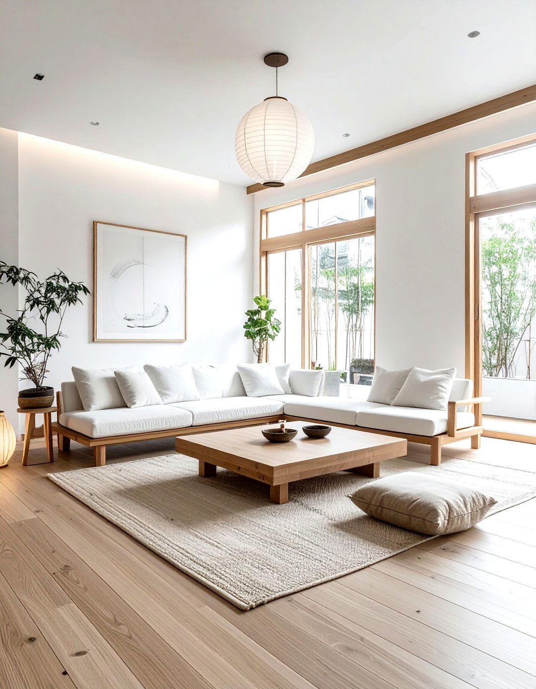 Japandi White Living Room - 30 modern white living room ideas
