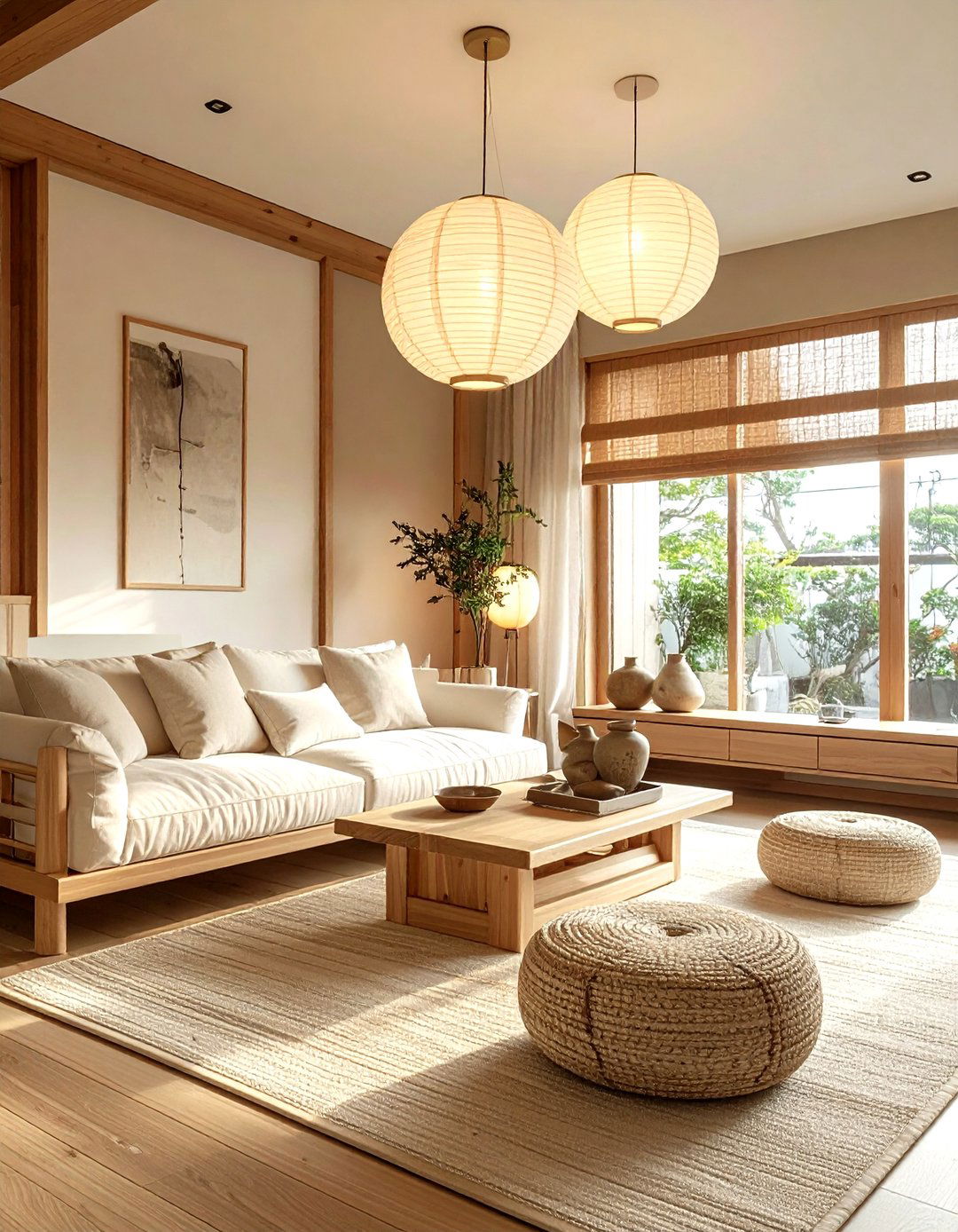 Japandi beige living room - 30 contemporary beige living room ideas