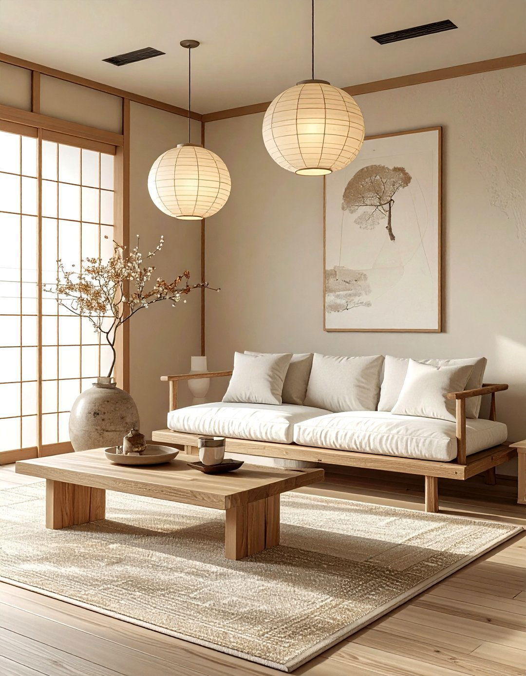 Japandi beige living room - 30 beige living room decor ideas
