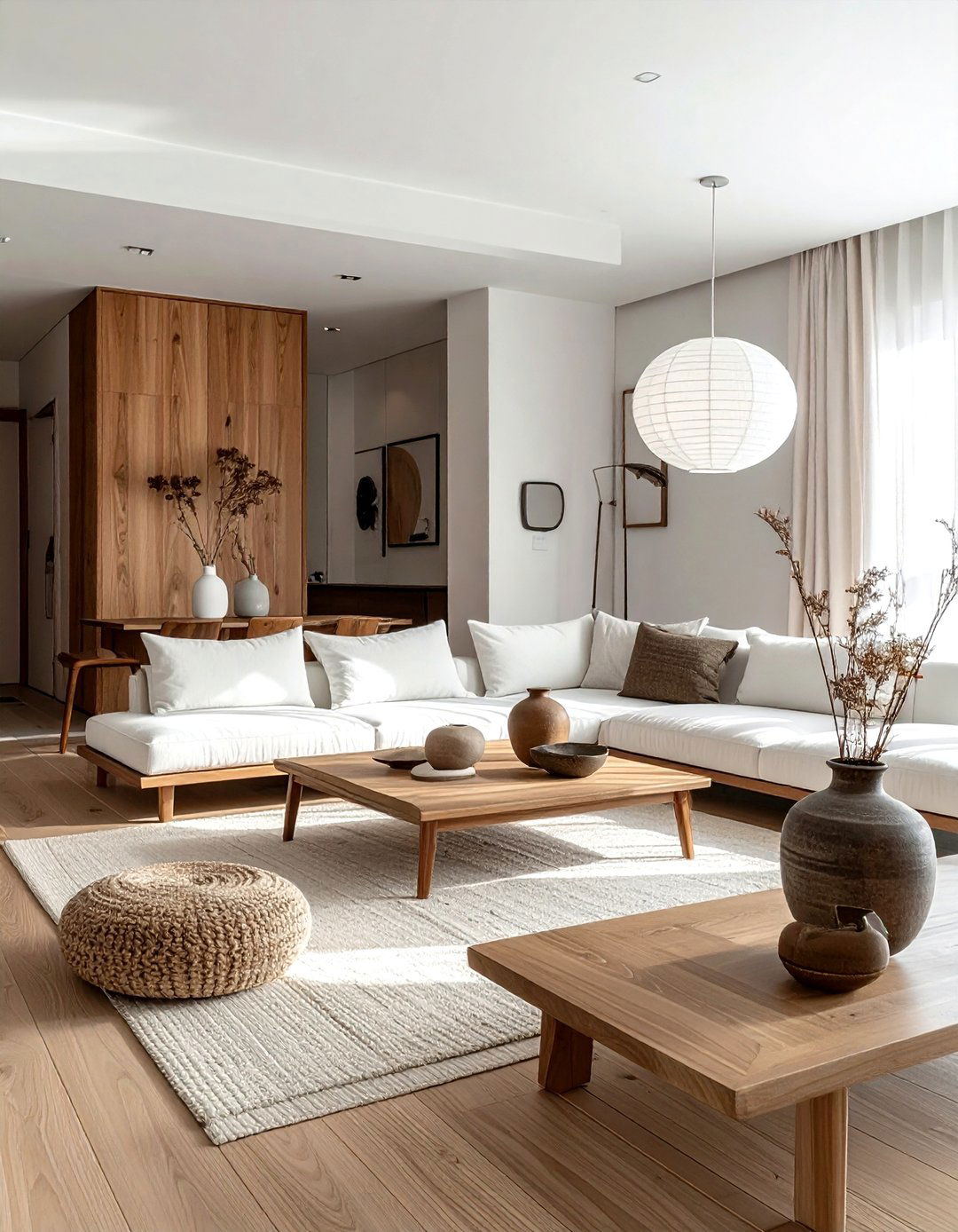 Japandi brown and white living room - 30 brown and white living room ideas