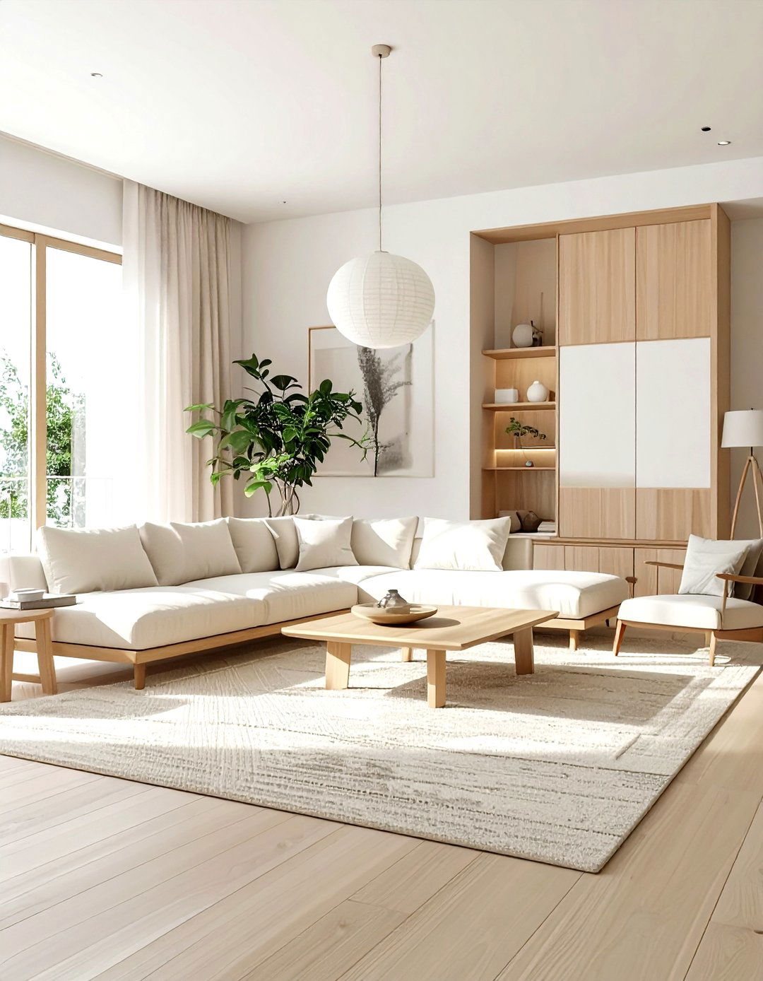 Japandi cream living room - 30 warm cream living room ideas