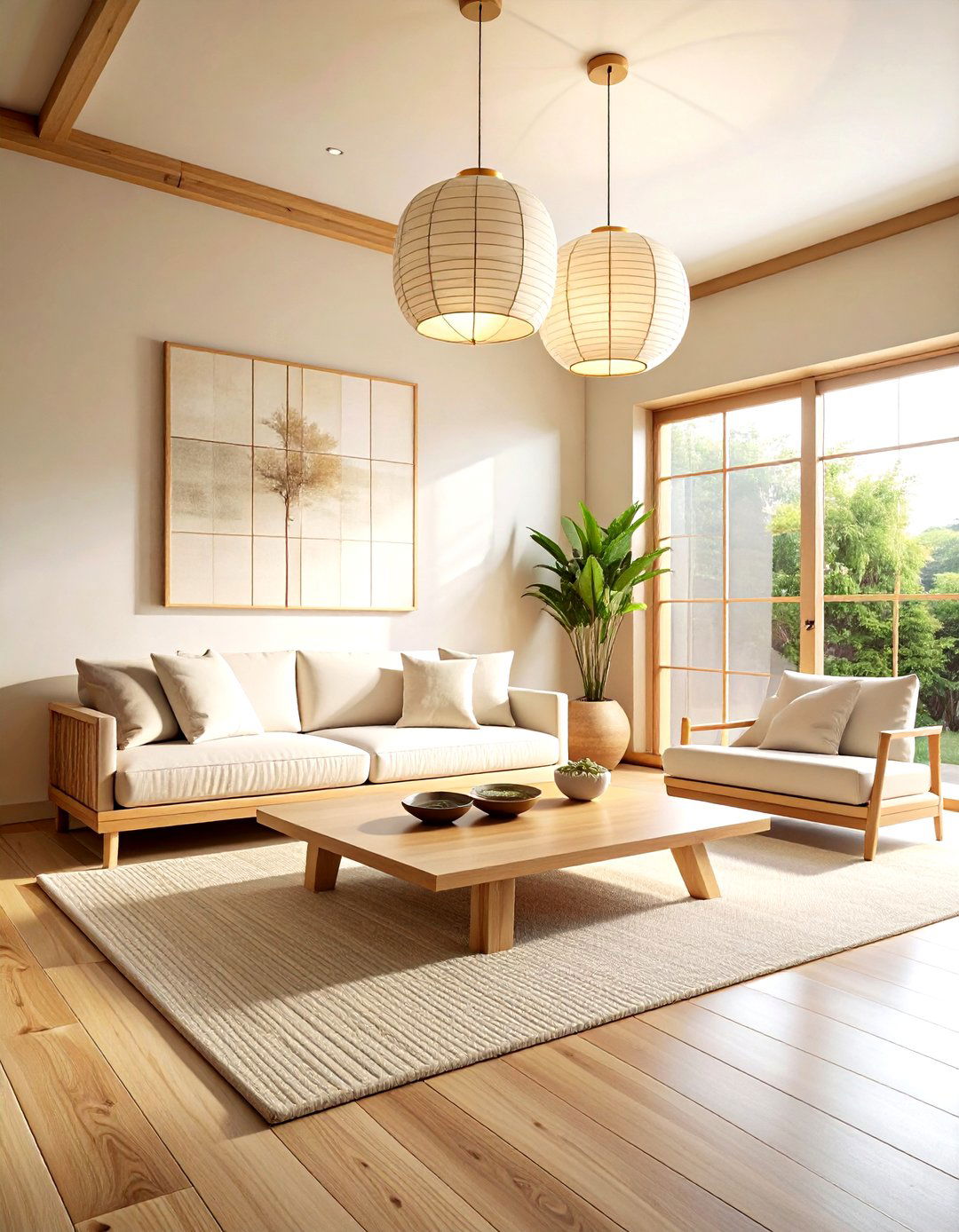 Japandi cream living room layout - 30 cream living room design ideas
