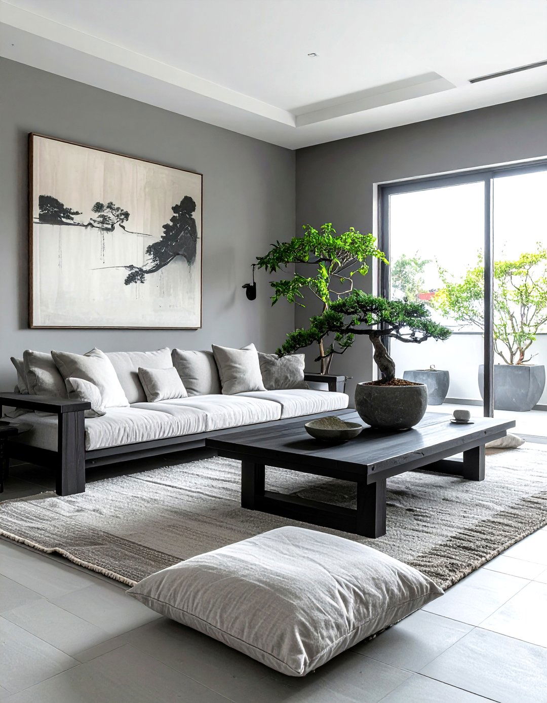 Japandi gray living room - 30 minimalist gray living room ideas