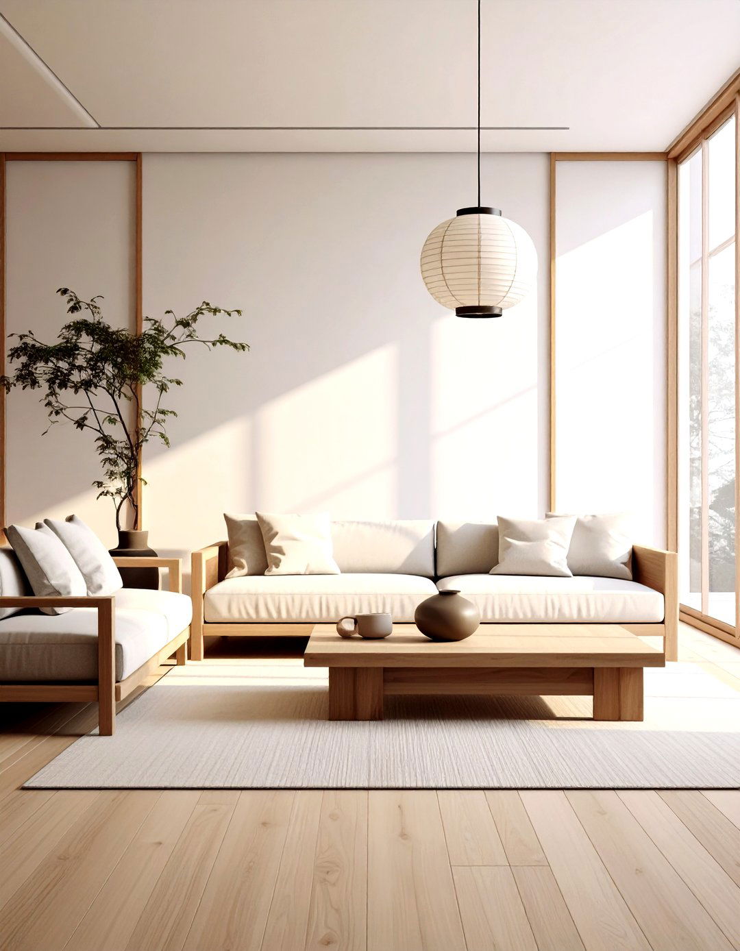 Japandi living room - 30 minimalist white living room ideas
