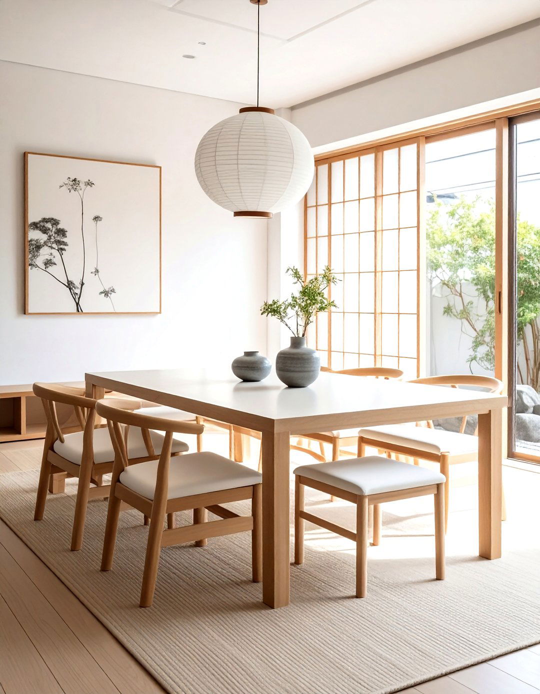 Japandi white dining room - 30 white and white dining room ideas
