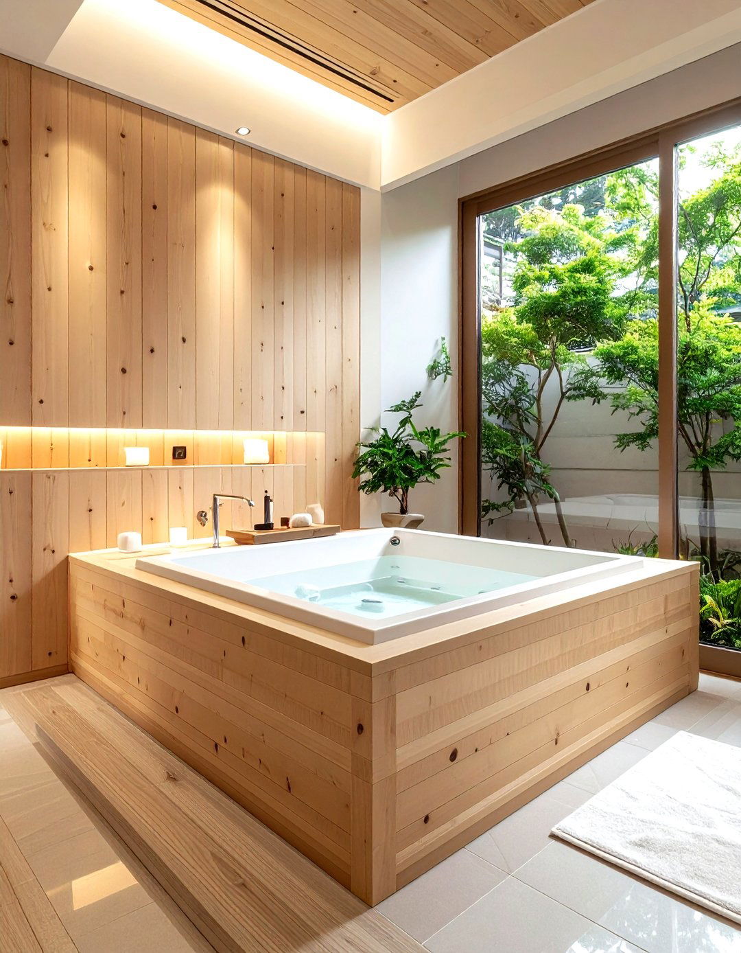 Japanese Soaking Tub Wood Surround - 30 wood bathroom ideas