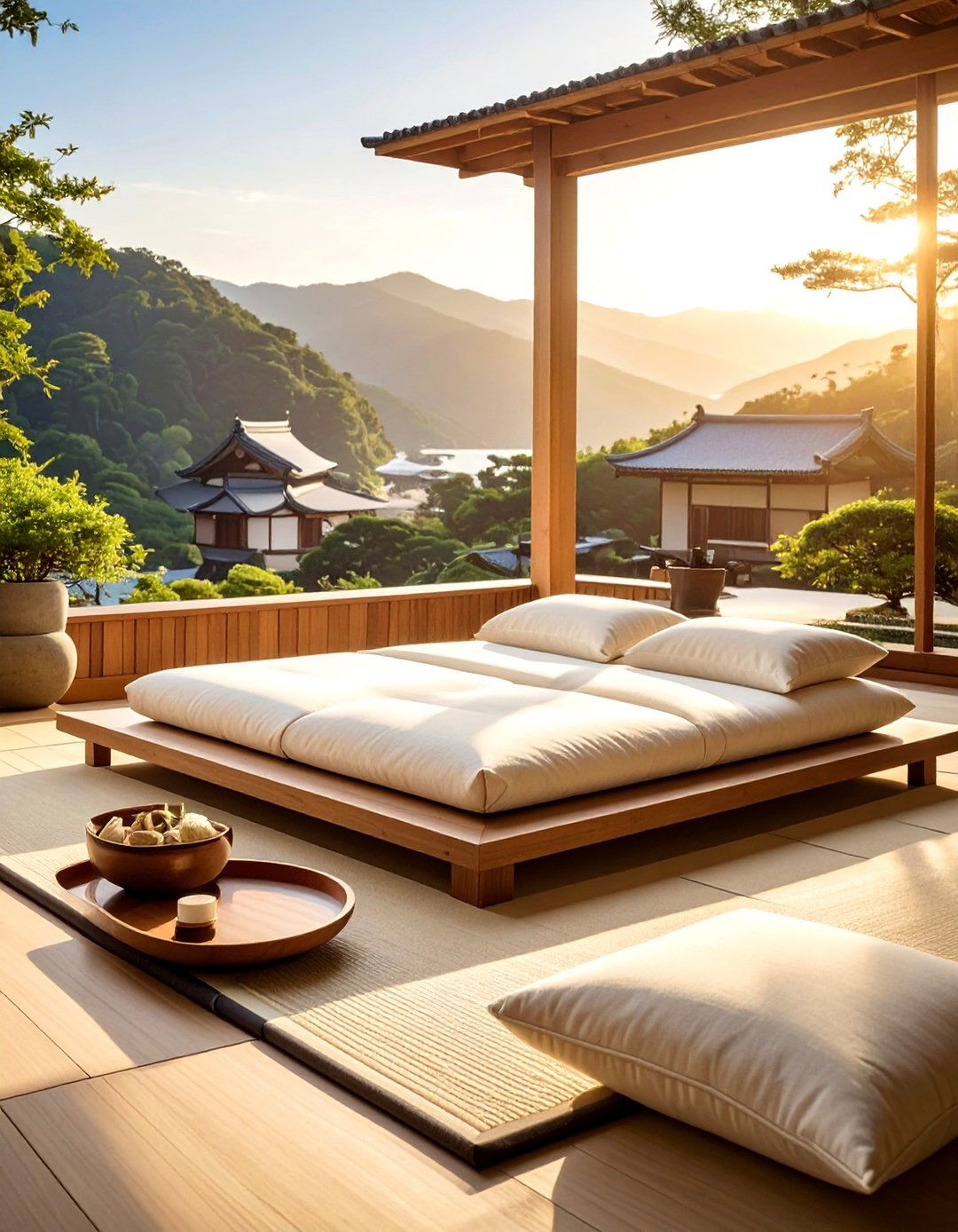 Japanese floor futon - 30 living room futon ideas