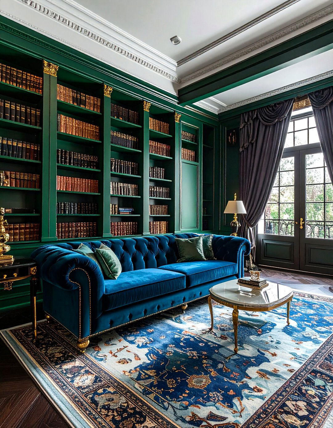 Jewel Tone Emerald And Sapphire Library - 30 decor color theory ideas