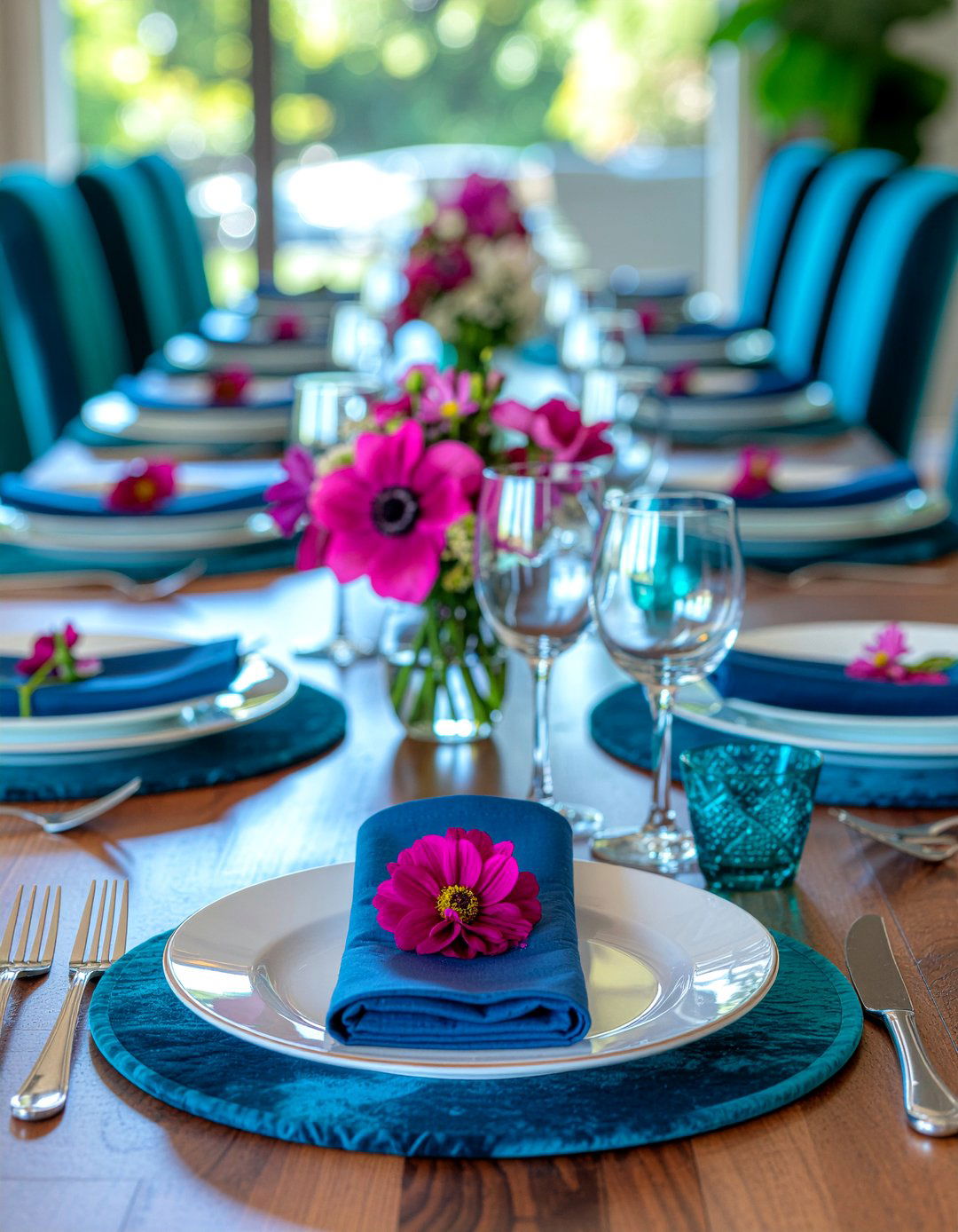 Jewel Tone Table Settings - 30 festive dining room ideas