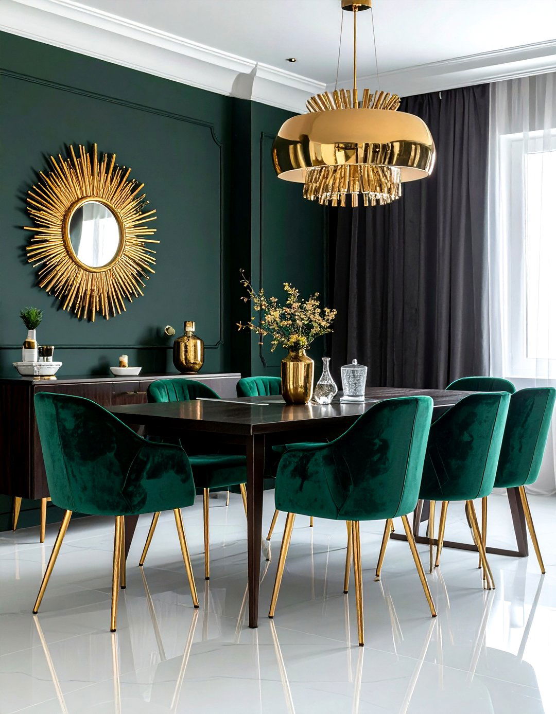 Jewel Tone Velvet Dining Area - 30 luxe dining room ideas