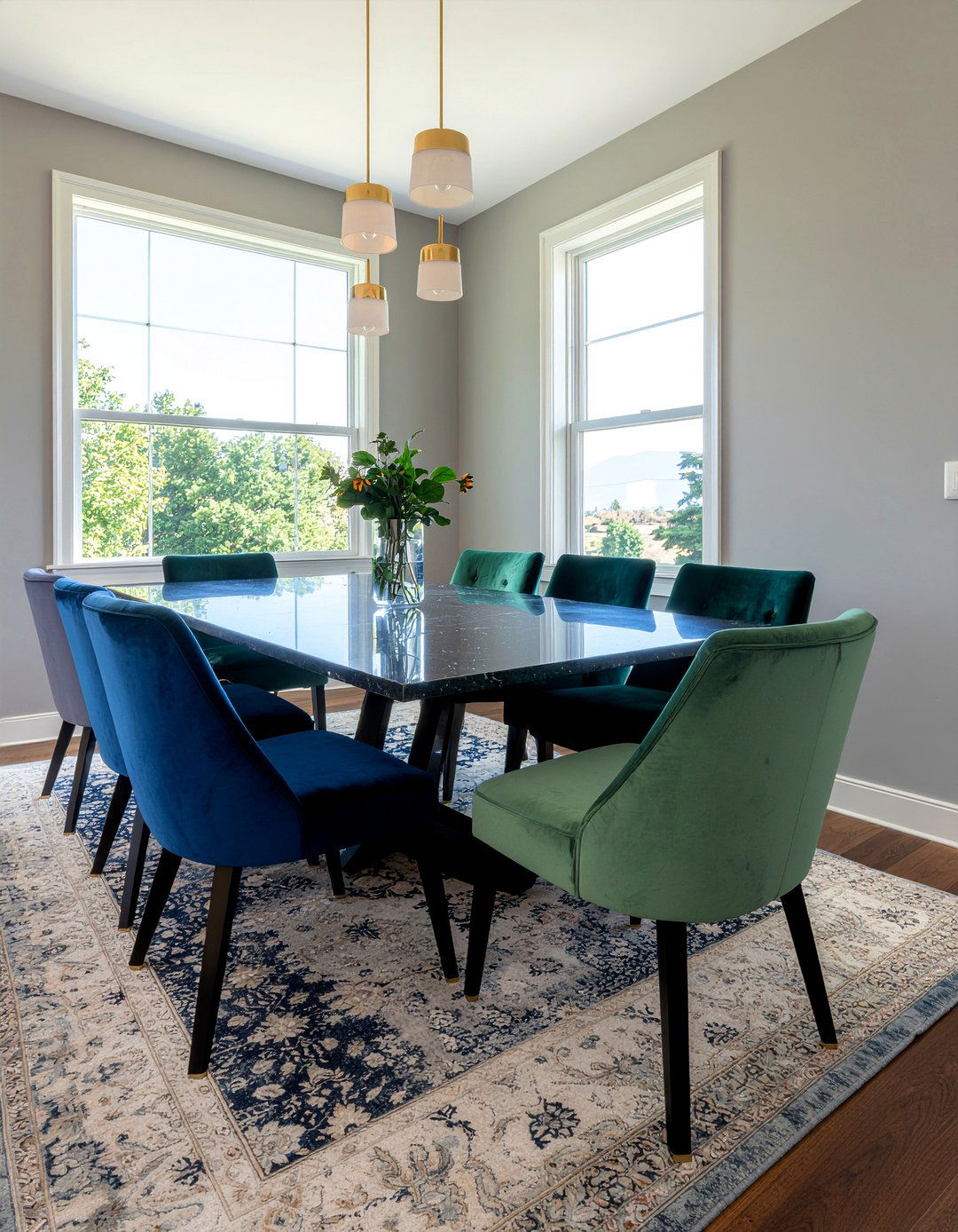 Jewel Tone Velvet - 30 maximalist dining room ideas
