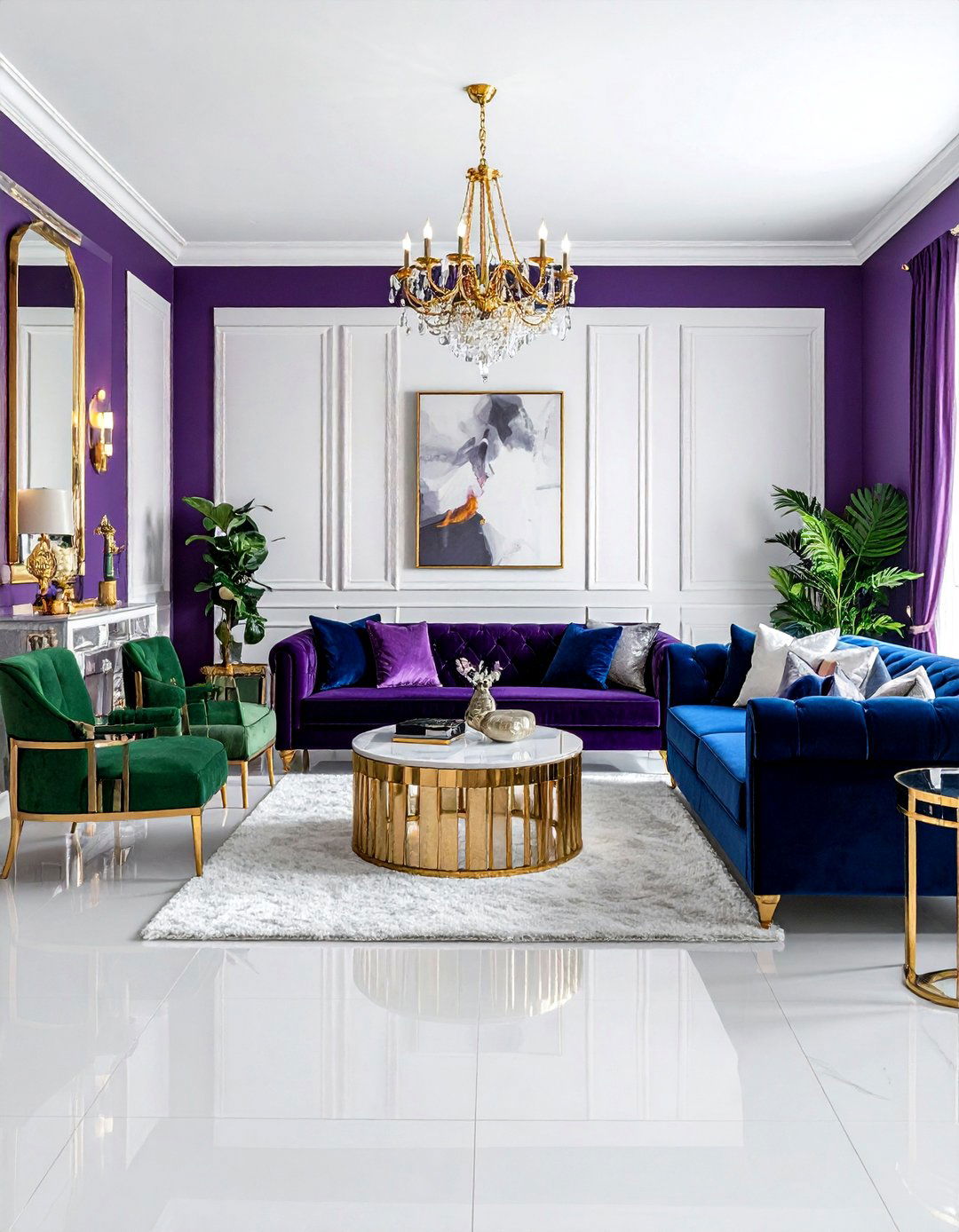 Jewel tone purple living room - 30 purple living room ideas