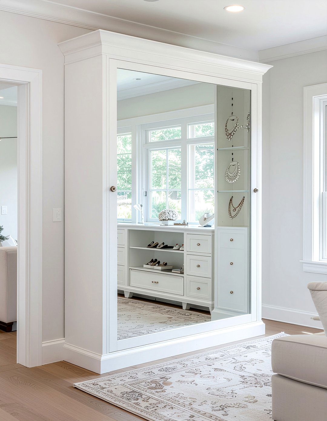 Jewelry Mirror Cabinet - 30 bedroom vertical storage ideas