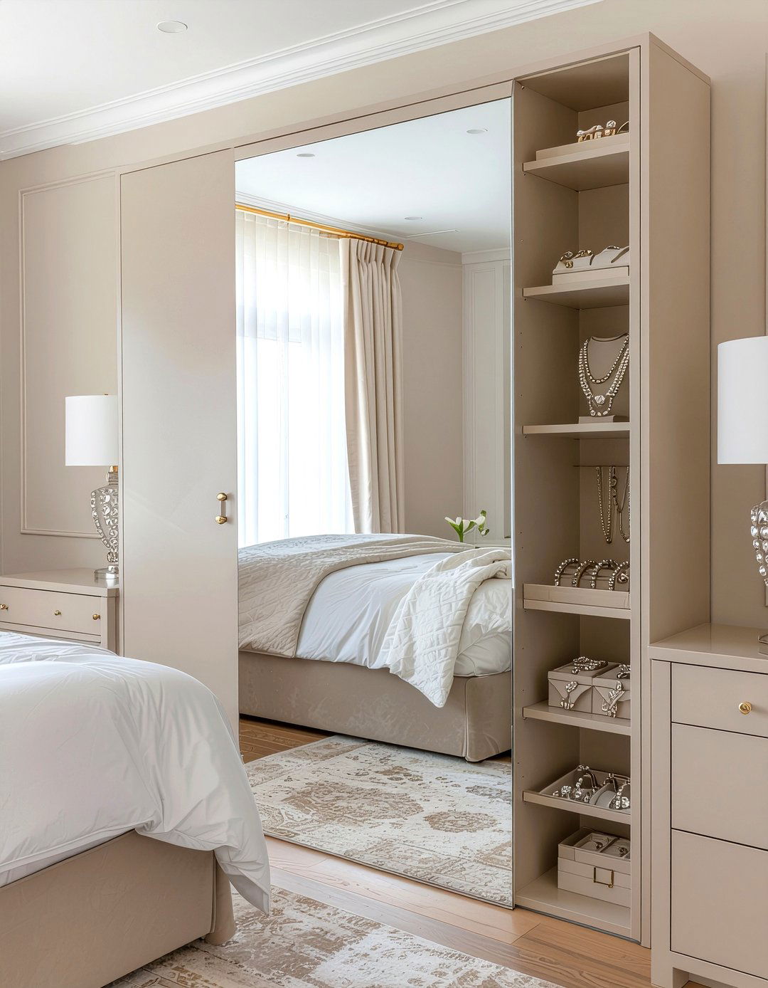 Jewelry armoire mirror - 30 bedroom storage tips