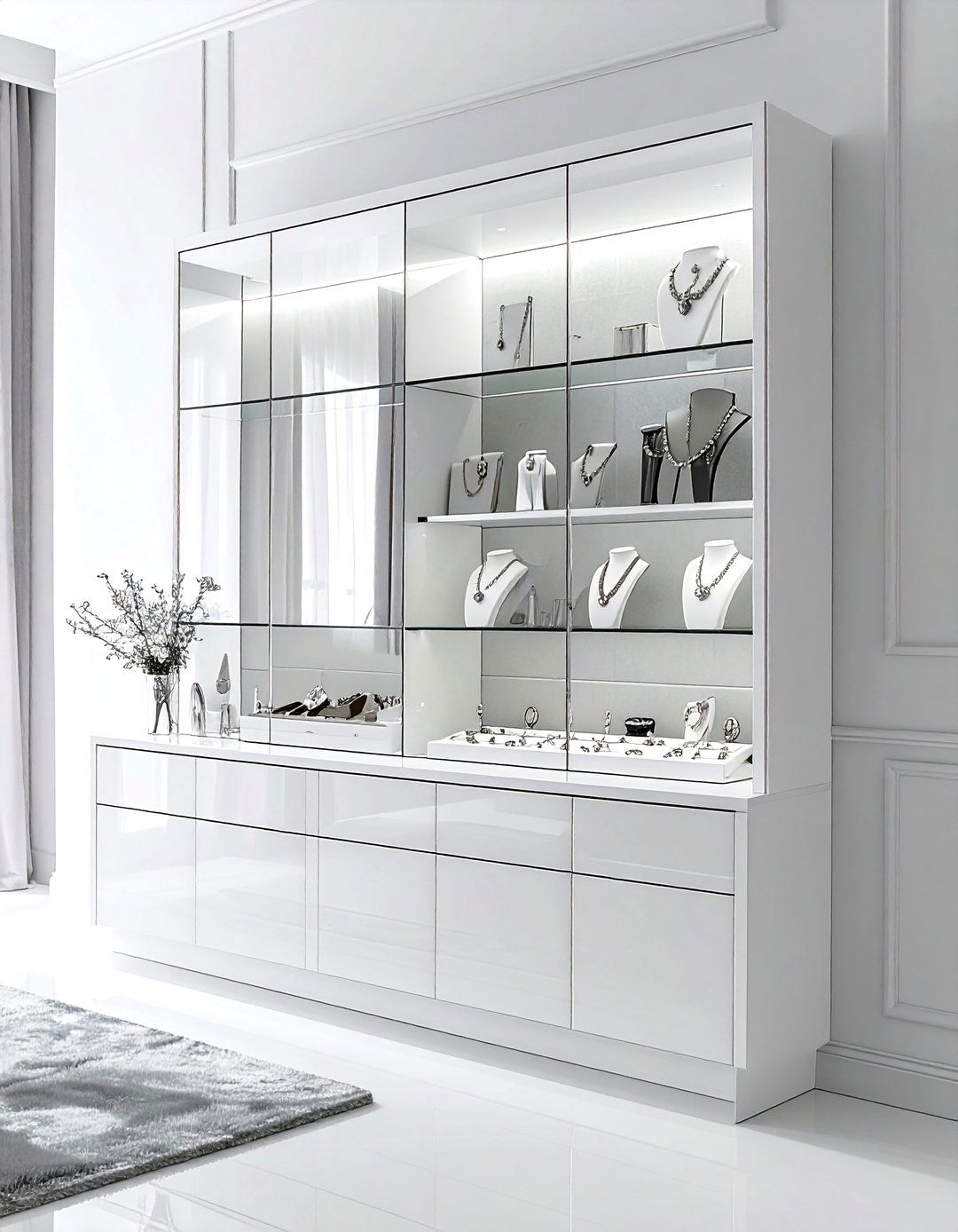 Jewelry wall cabinet - 30 bedroom storage hacks