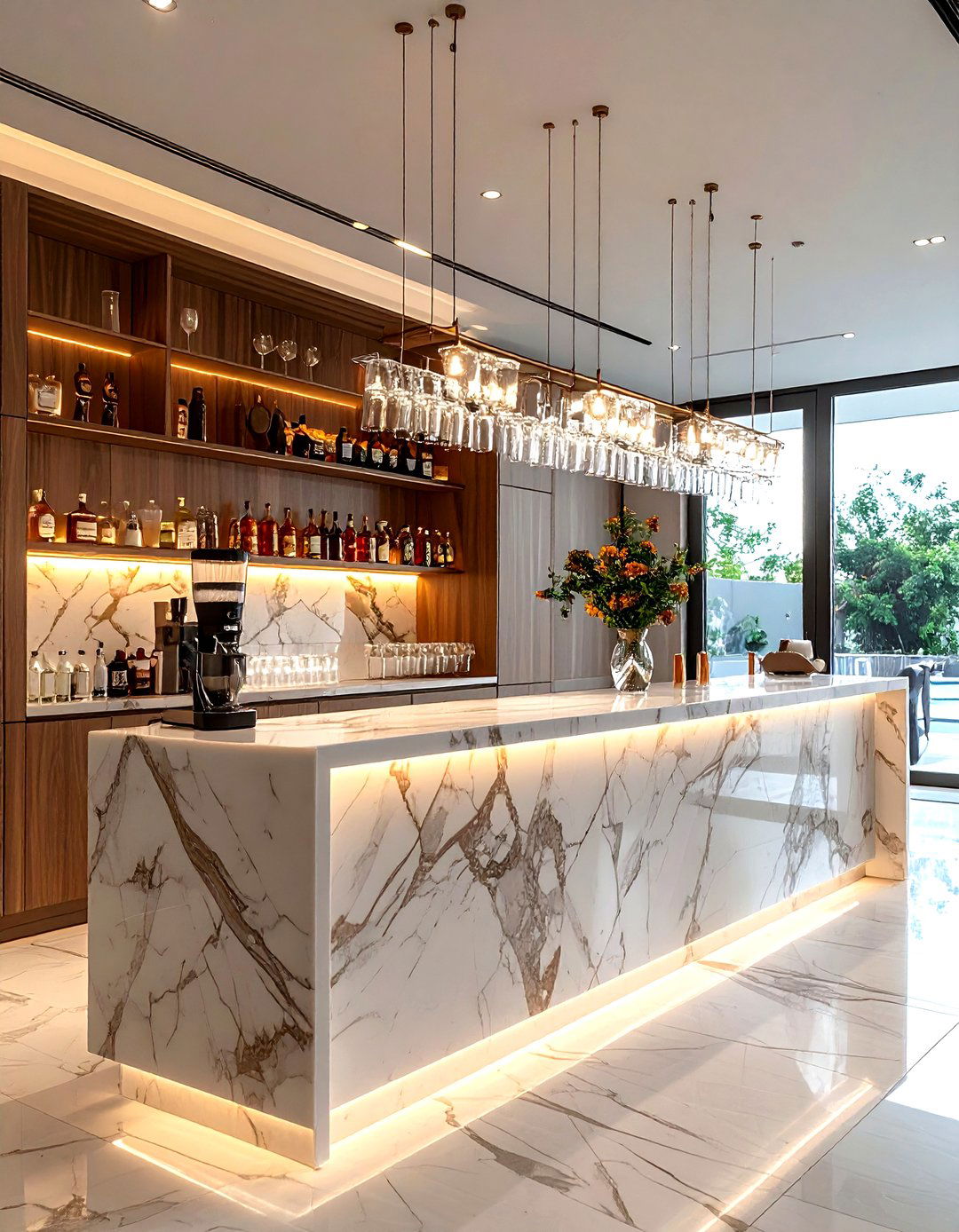 Juice Bar With Hanging Glassware - 30 kitchen juice bar ideas