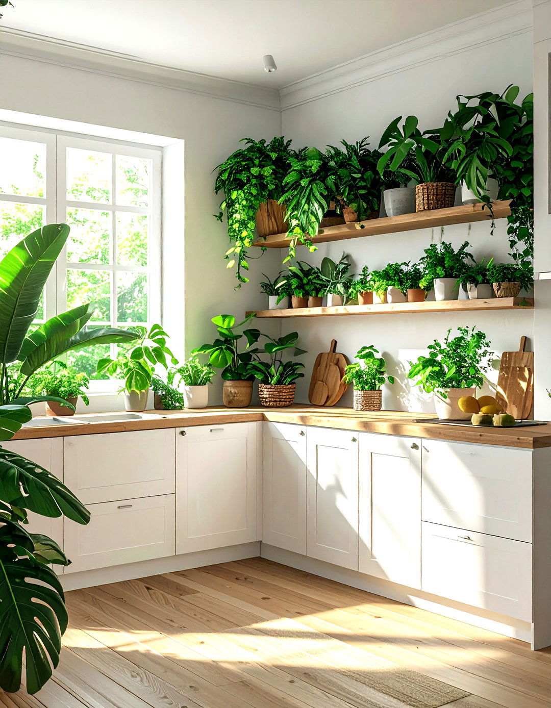 Jungle Green Kitchen Plants - 30 green kitchen decor ideas