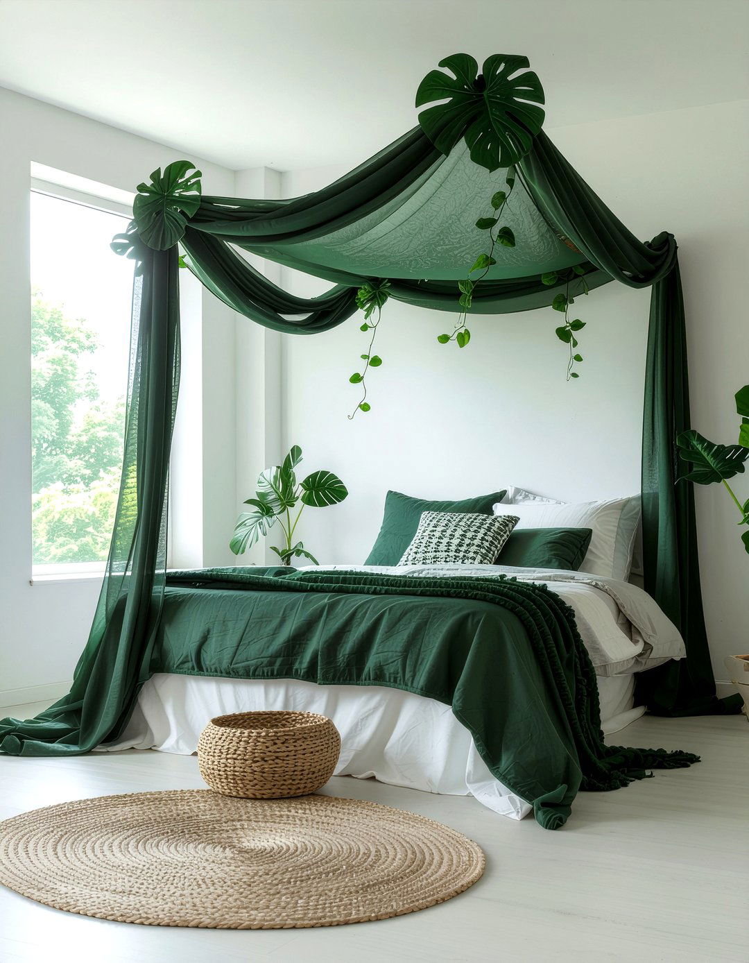 Jungle Leaf Bed Canopy - 30 dinosaur bedroom ideas