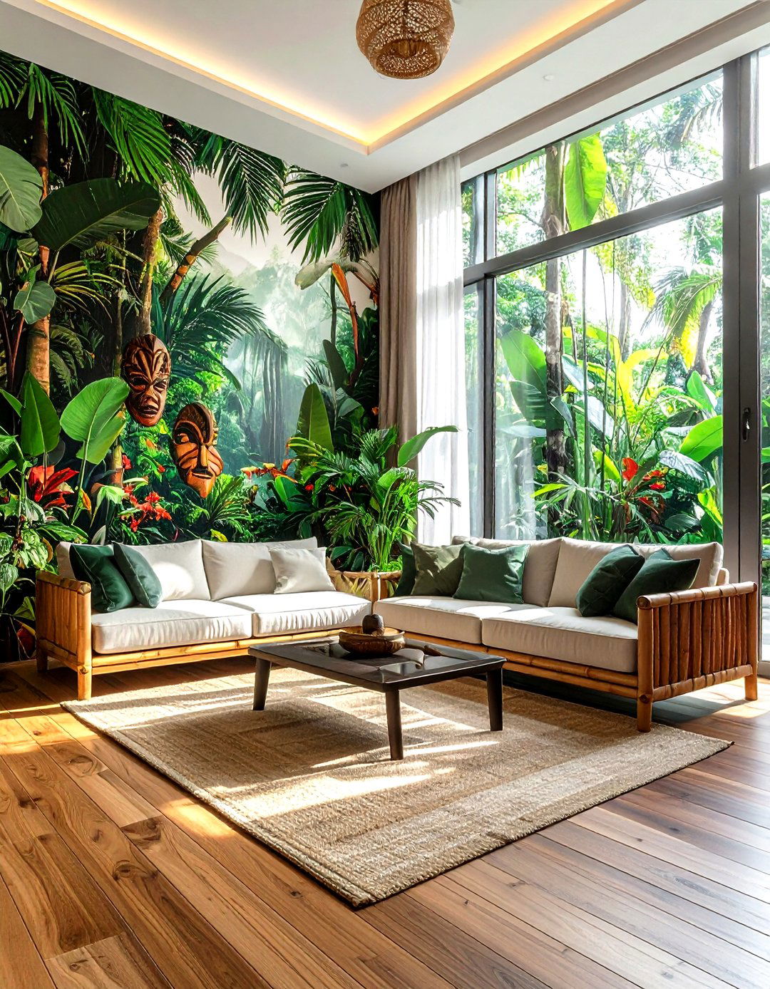 Jungle Scene Wallpaper - 30 living room botanical wallpapers