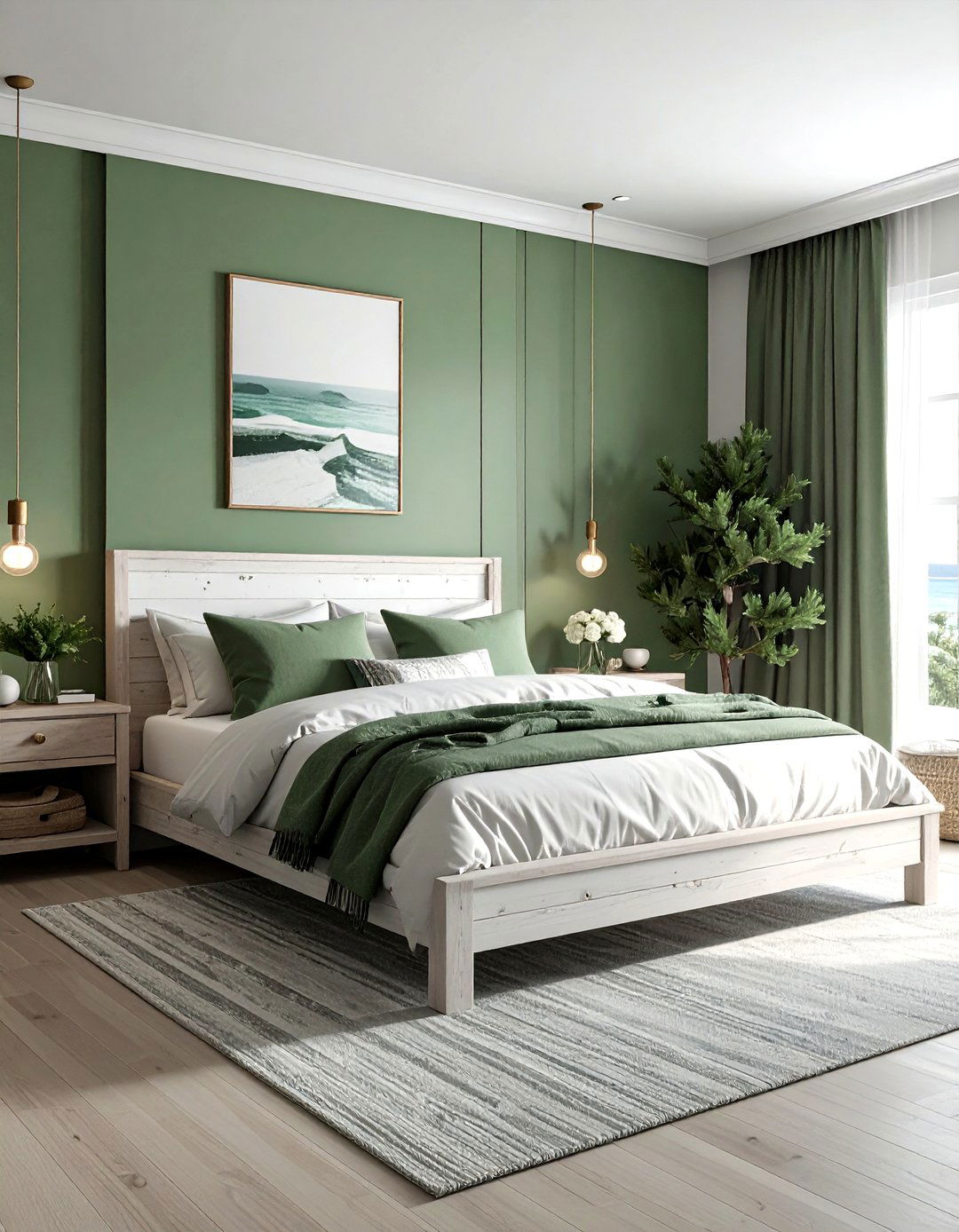Juniper Green Coastal Bedroom - 30 coastal green bedroom ideas