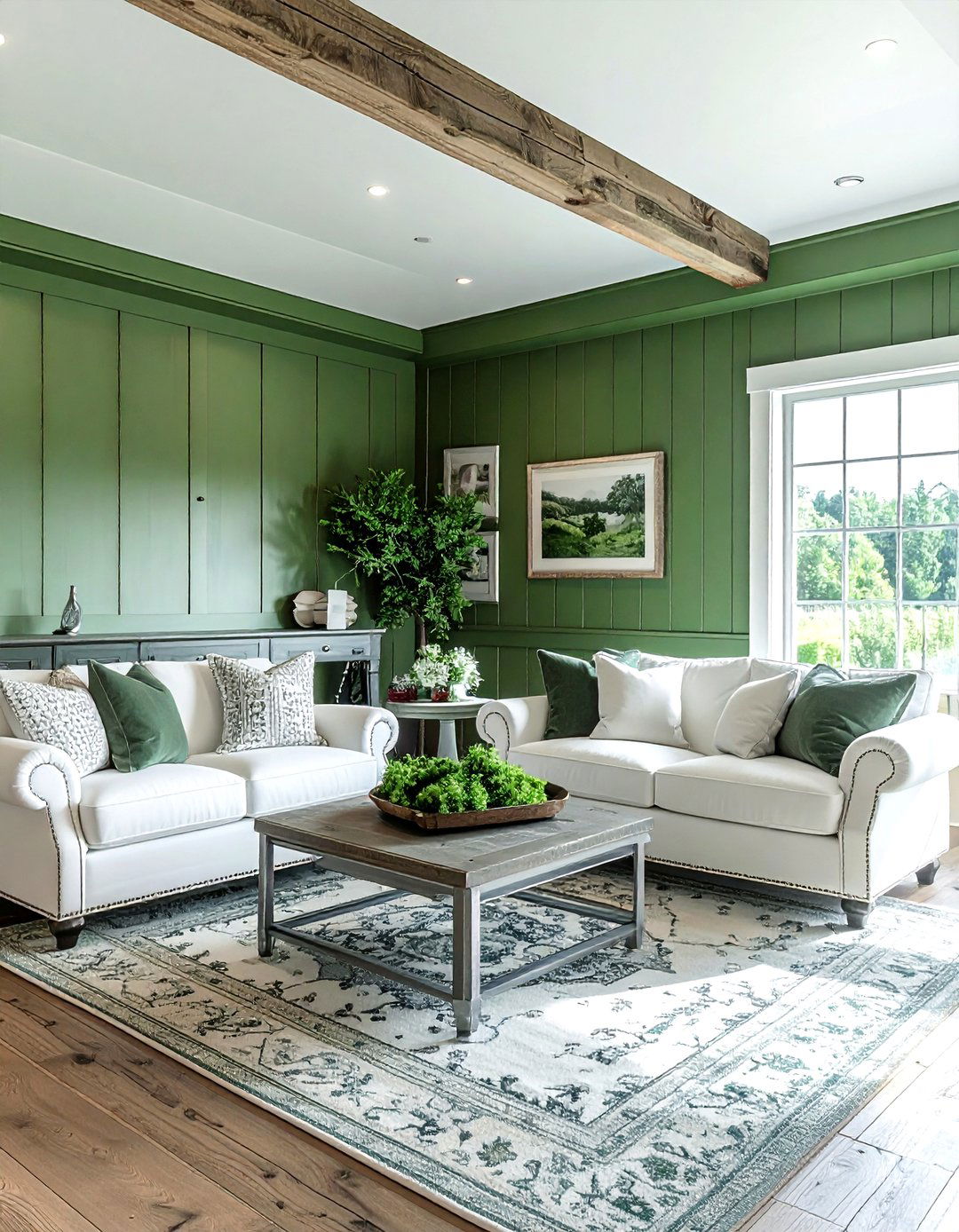 Juniper green farmhouse style - 30 farmhouse green living room ideas