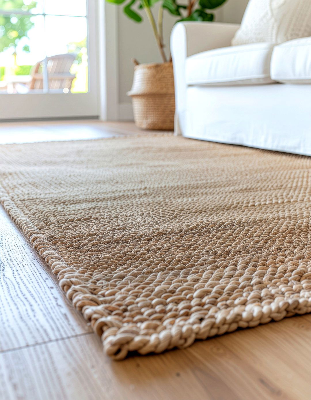 Jute Area Rug - 30 living room coastal furniture ideas