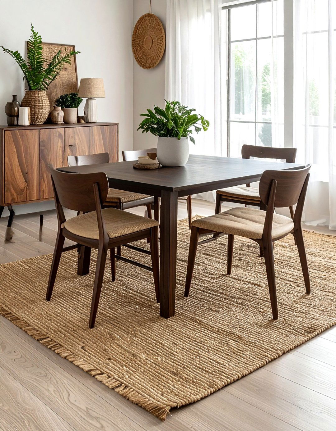 Jute Area Rug - 30 boho dining room ideas