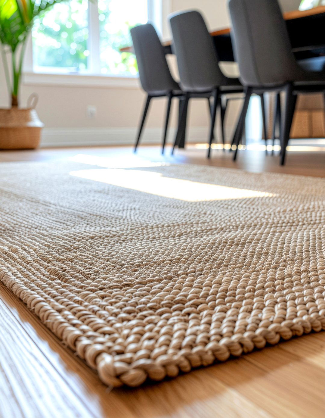 Jute Area Rug - 30 ambient dining room ideas