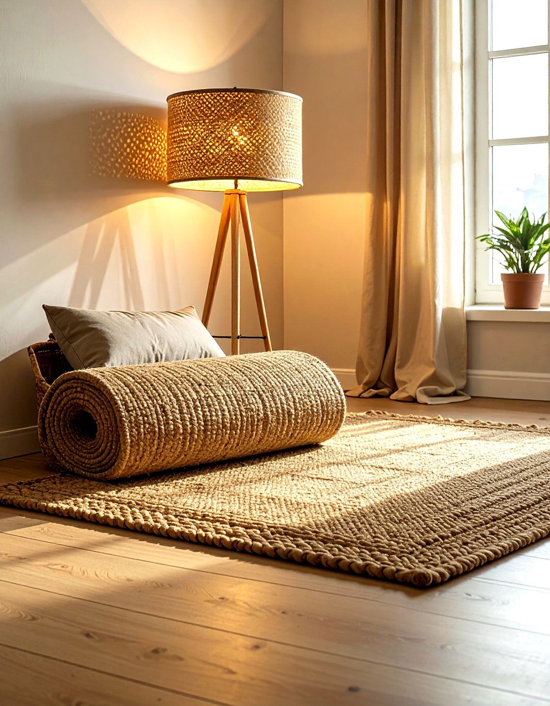 Jute Floor Basket - 30 living room storage basket ideas