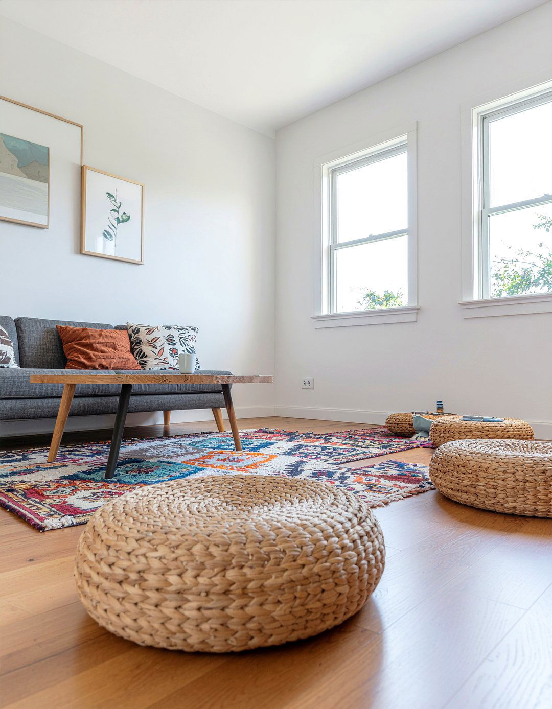 Jute Floor Pillow - 30 jute living room ideas