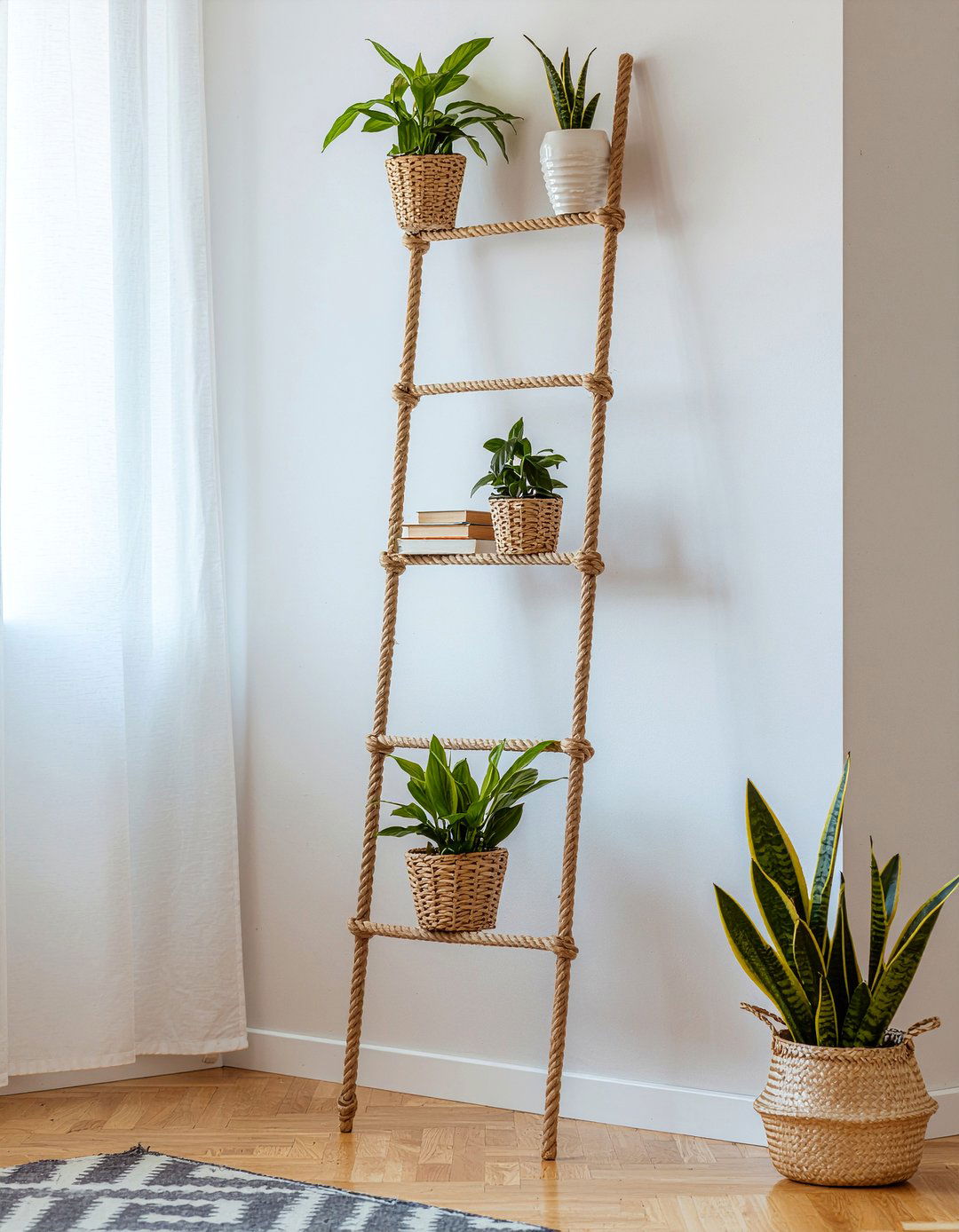 Jute Ladder Shelf - 30 jute living room ideas