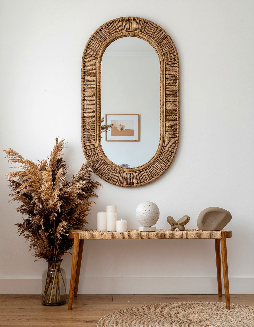 Jute Mirror Frame - 30 jute living room ideas