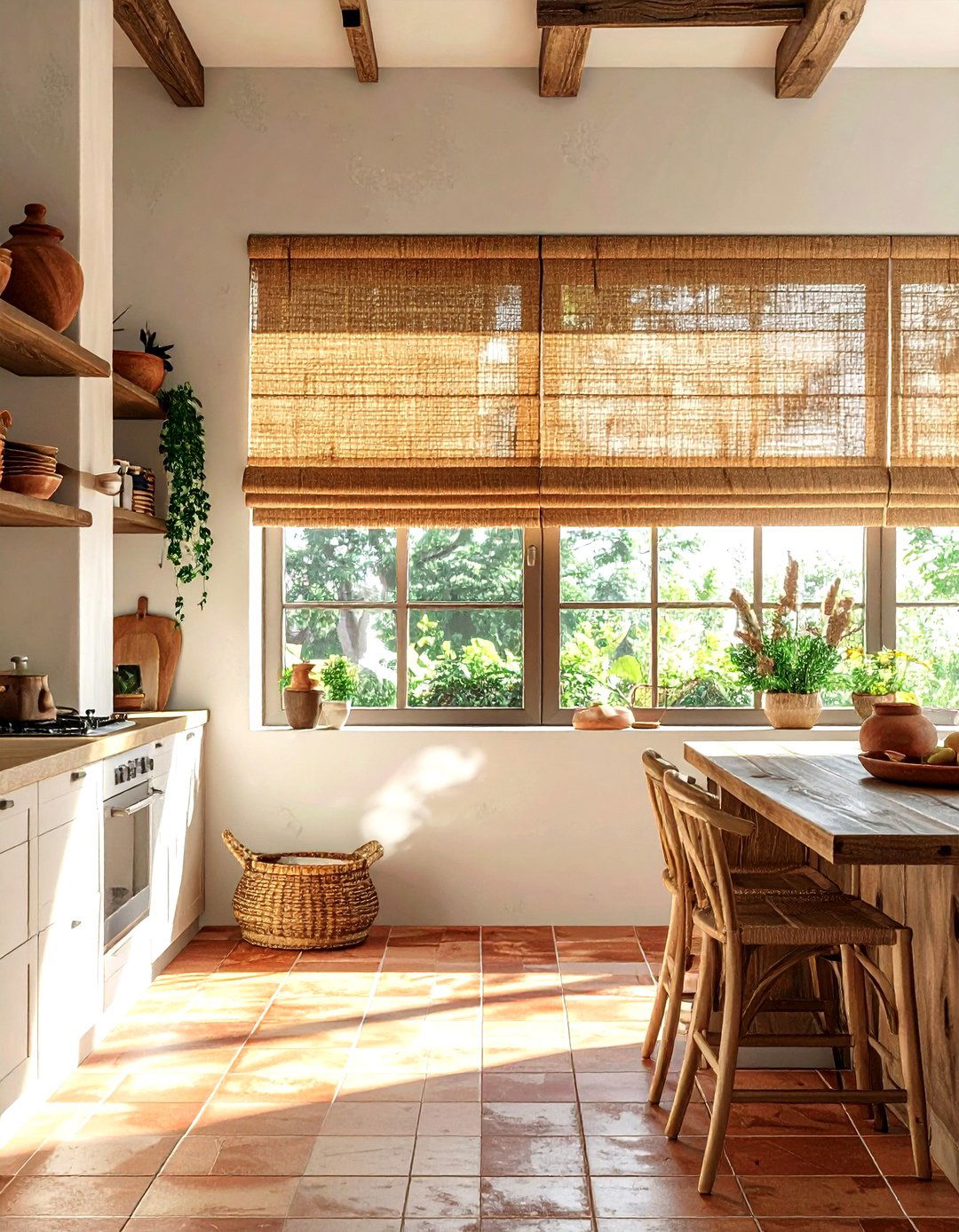 Jute Roman Shade - 30 kitchen roman shade ideas