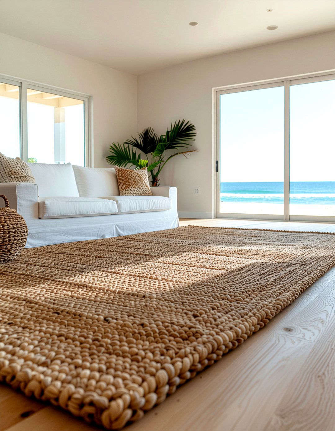 Jute Rug - 30 coastal living room ideas