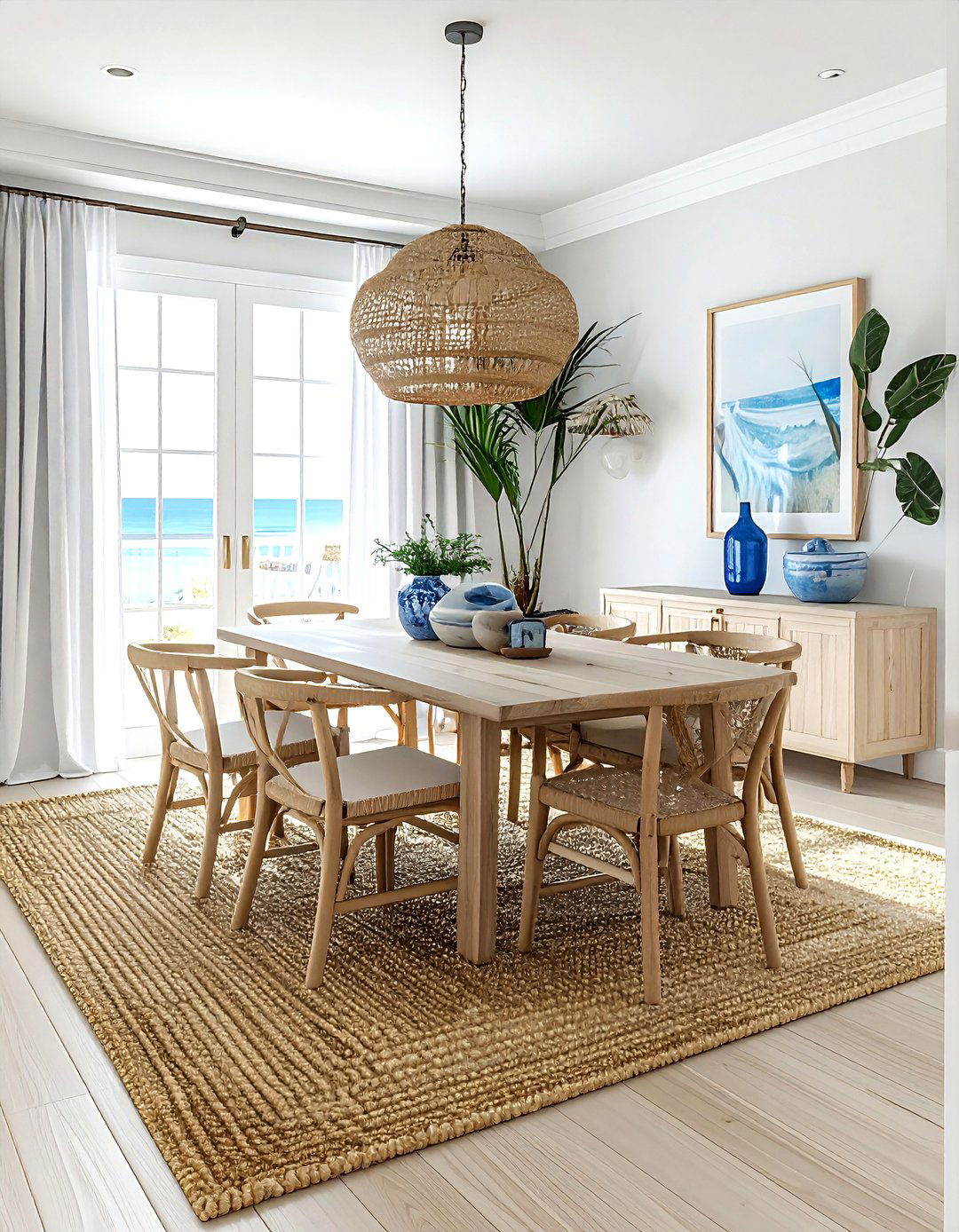 Jute Rug Coastal Dining Room - 30 coastal dining room ideas