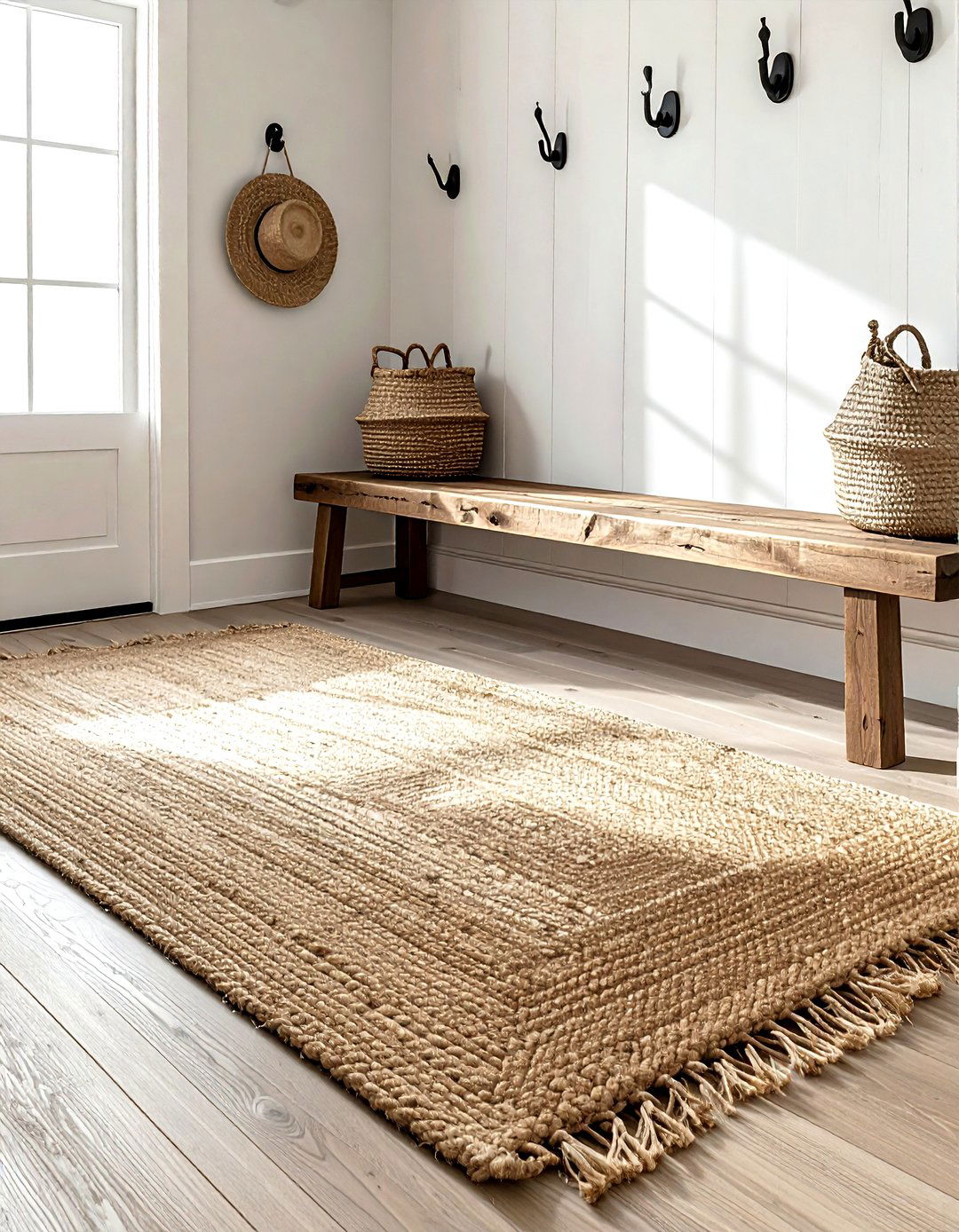 Jute Rug Mudroom - 30 durable decor ideas