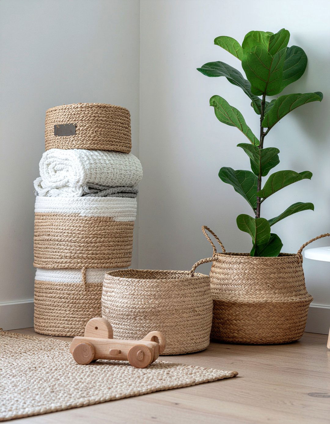 Jute Storage Basket - 30 jute living room ideas