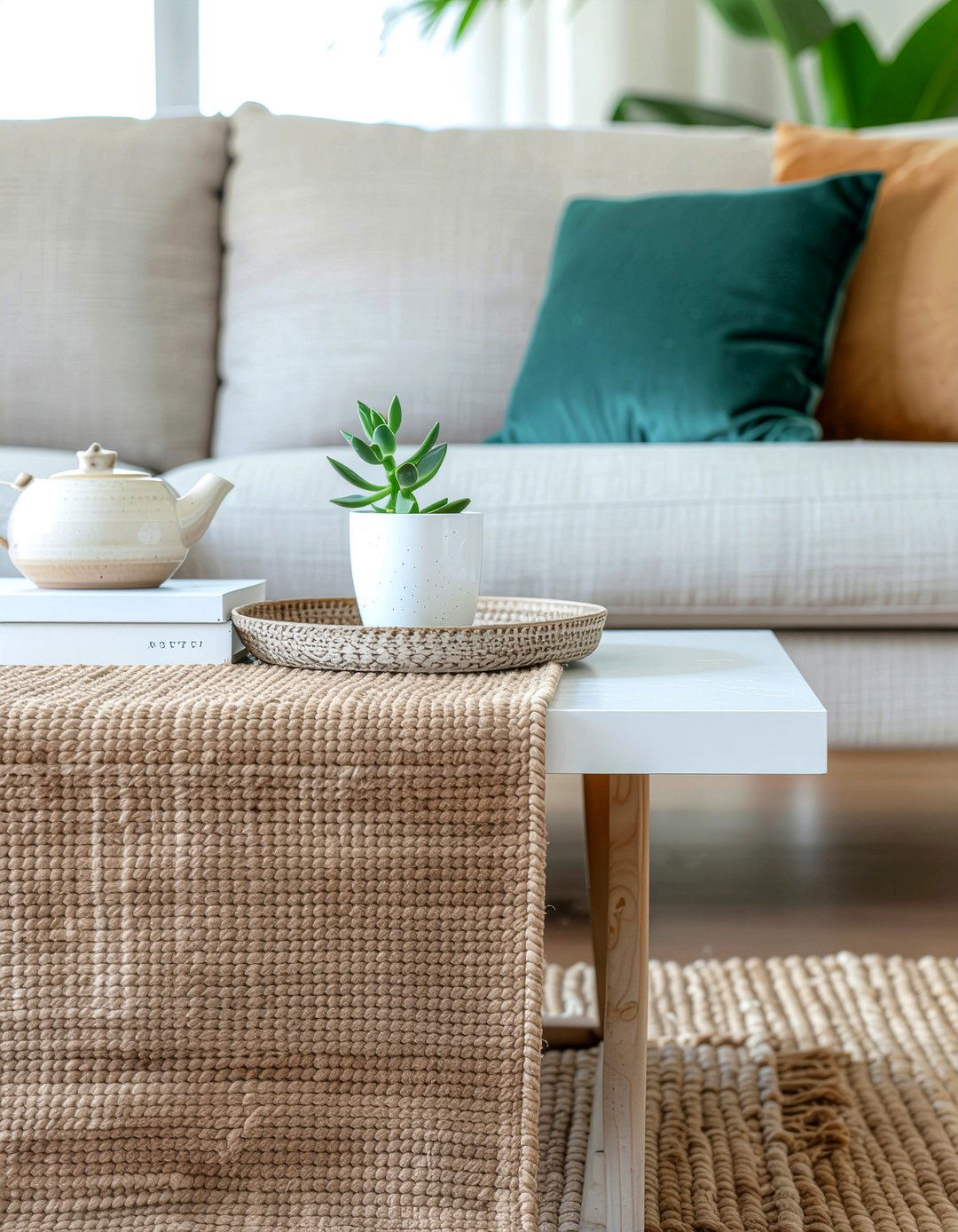 Jute Table Runner - 30 jute living room ideas