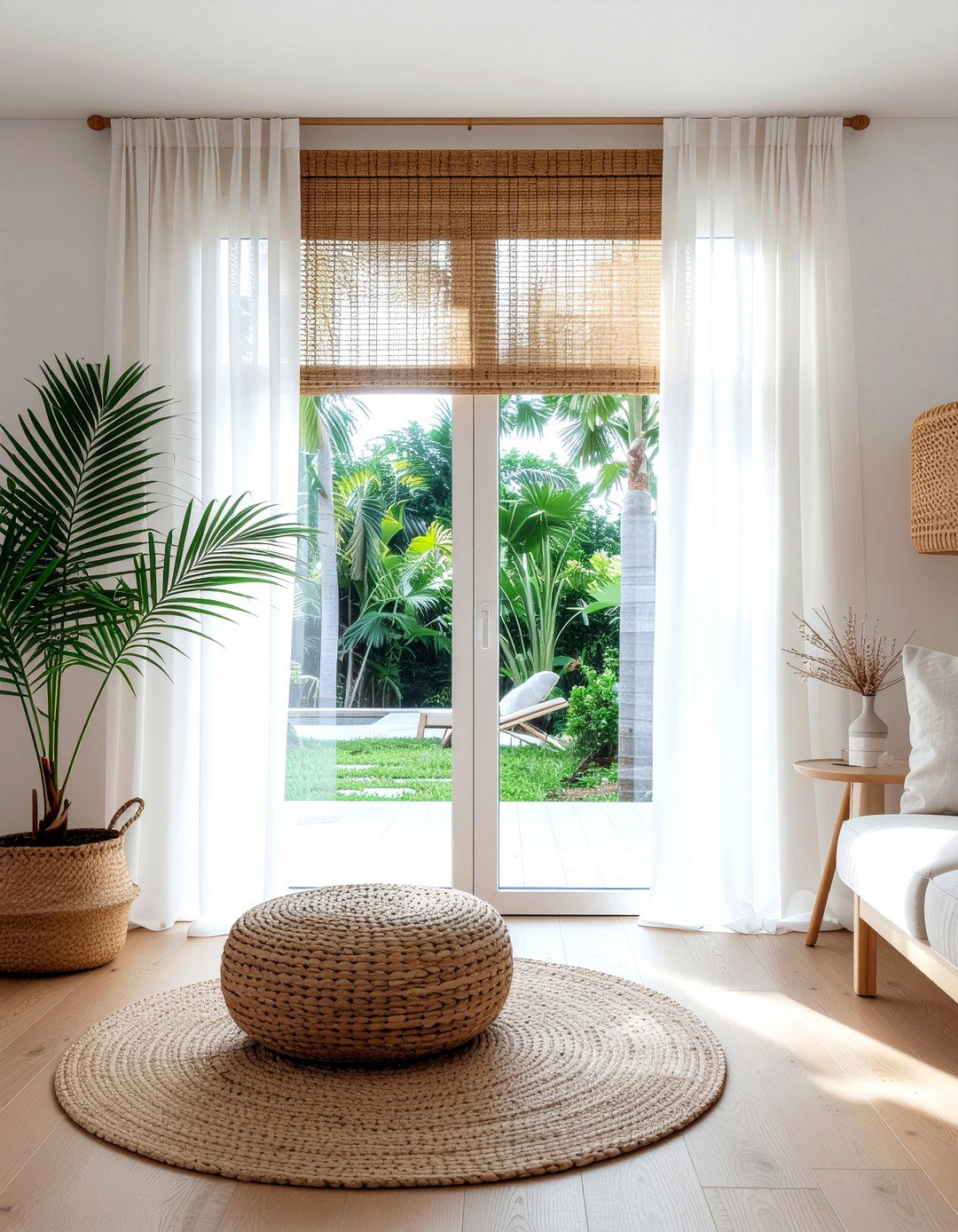 Jute Window Shade - 30 jute living room ideas