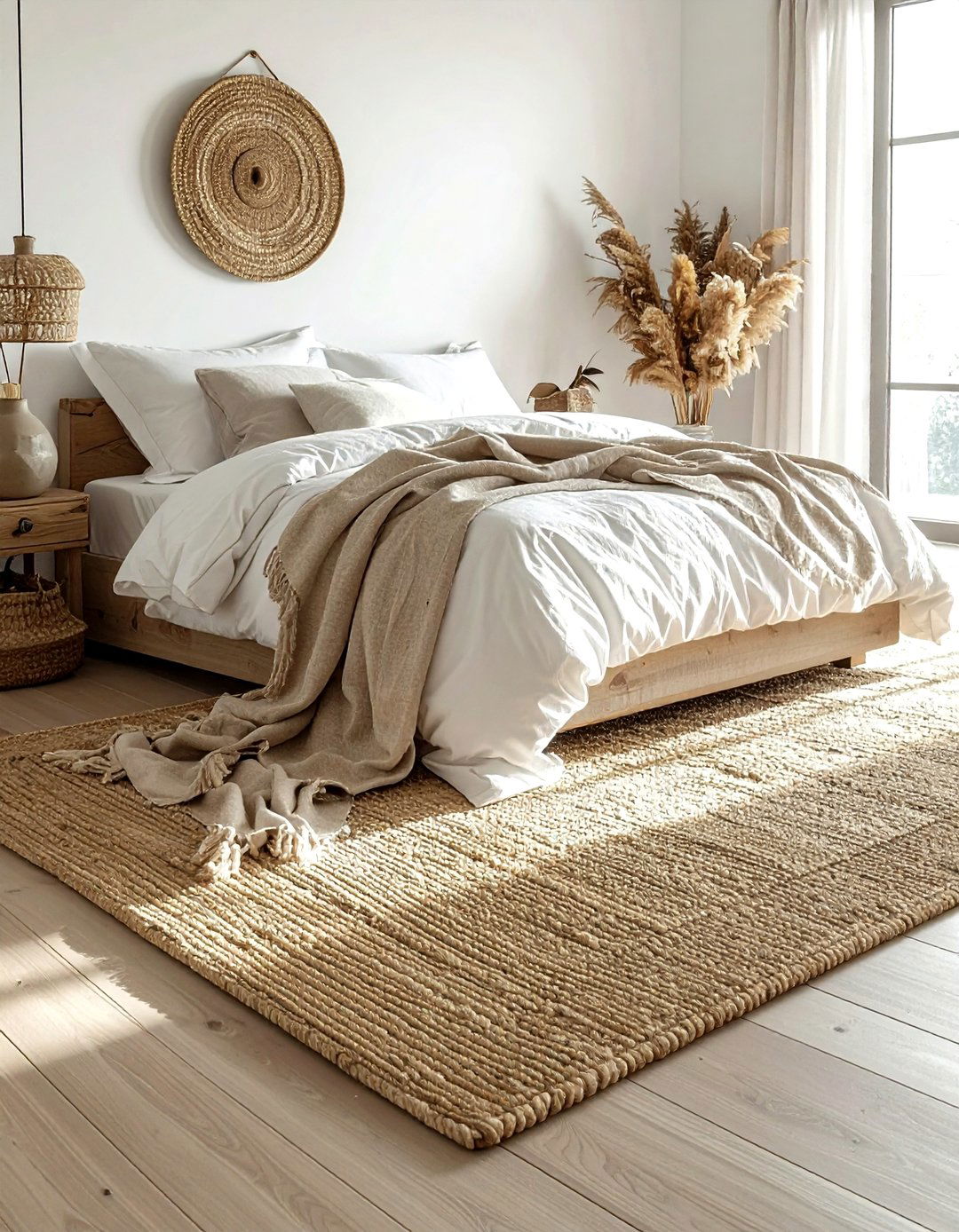 Jute and cotton textile - 30 mixed material bedroom ideas