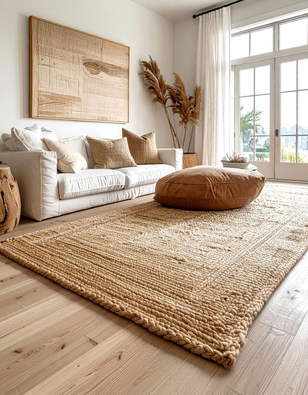 Jute area rug - 30 beach decor ideas