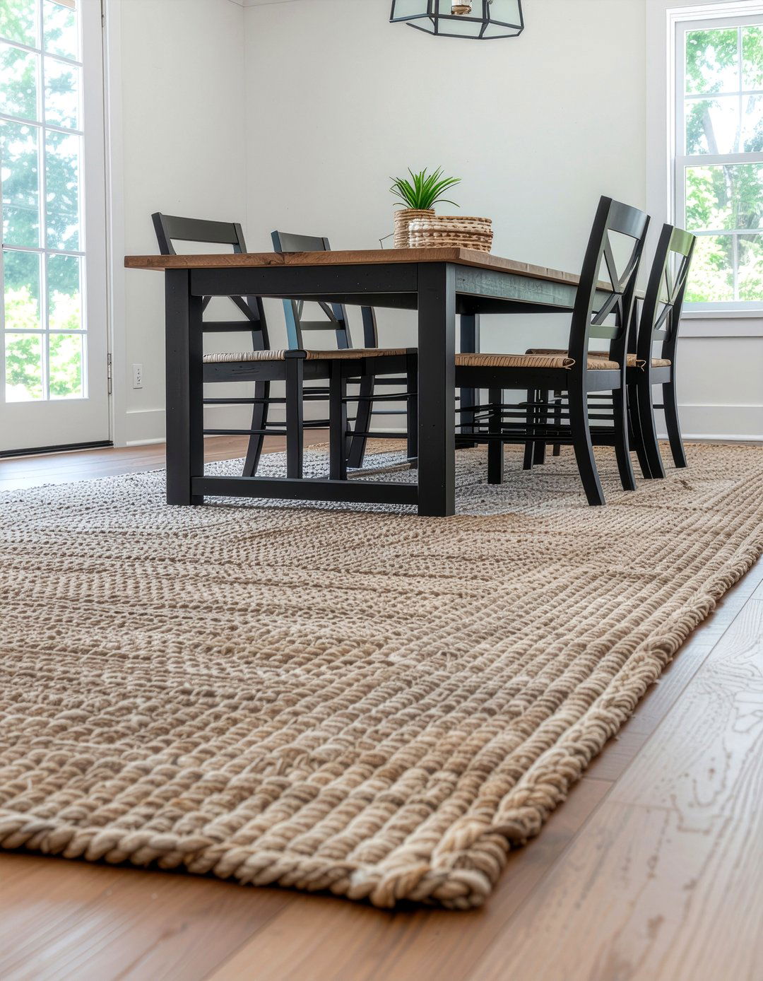 Jute area rug - 30 dining room glow-up ideas