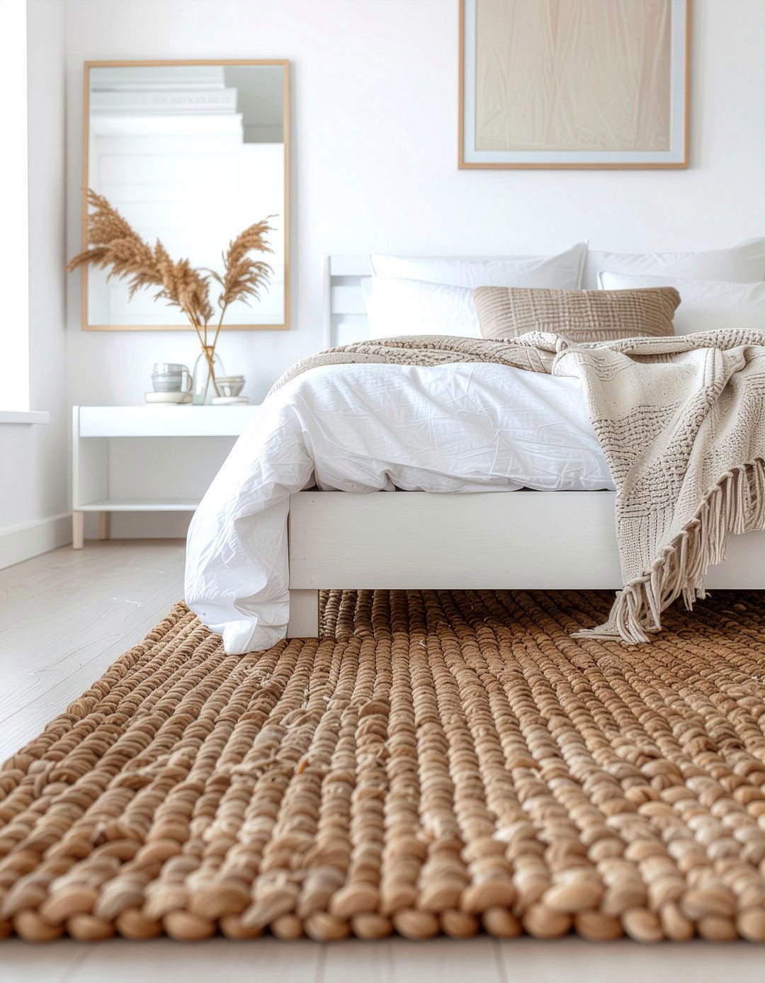 Jute area rug - 30 earthy bedroom ideas