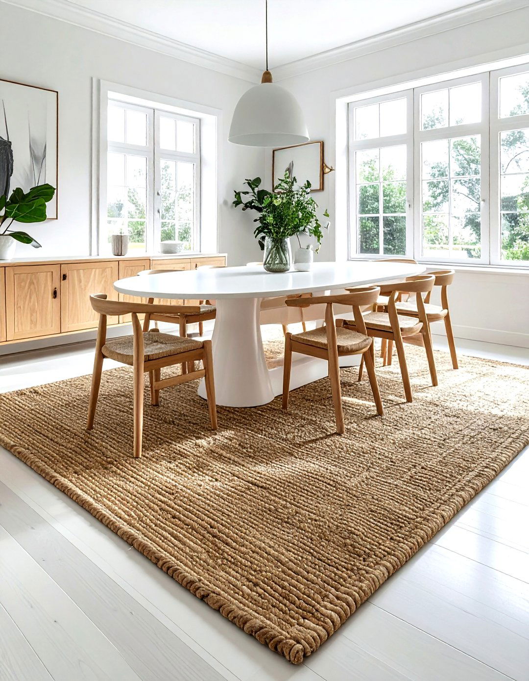 Jute area rug - 30 golden hour dining room ideas