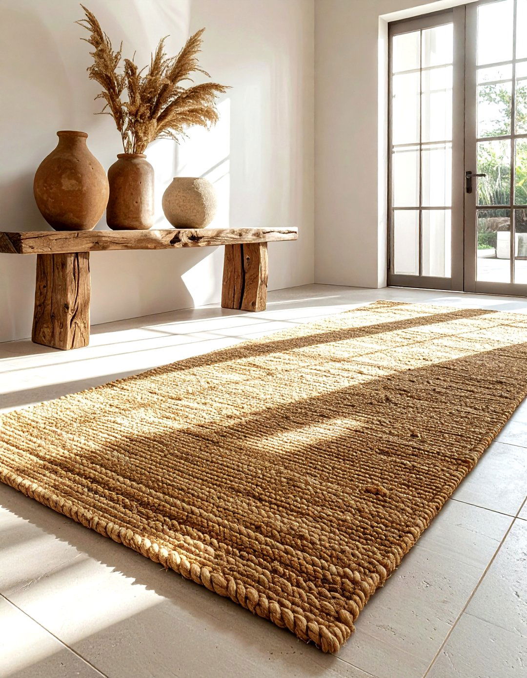 Jute area rug - 30 natural home decor ideas