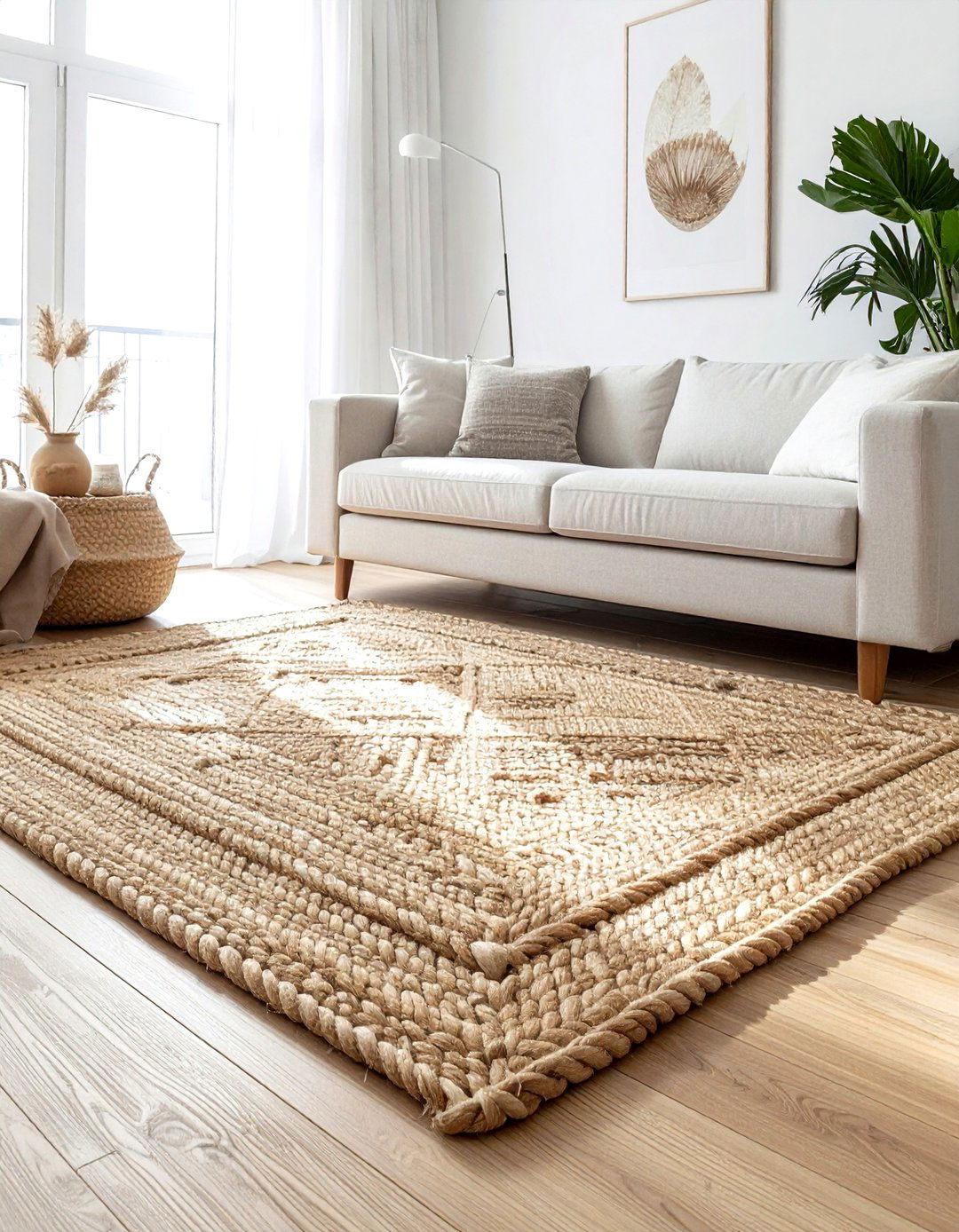 Jute area rug - 30 nature-inspired decor ideas