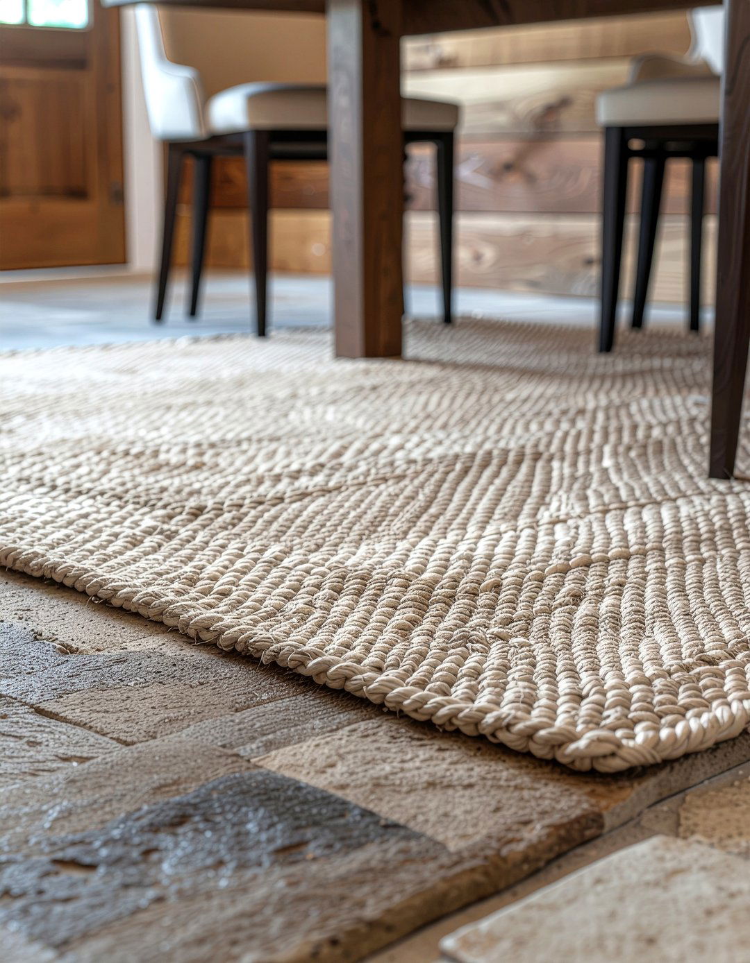 Jute area rug - 30 rural dining room ideas